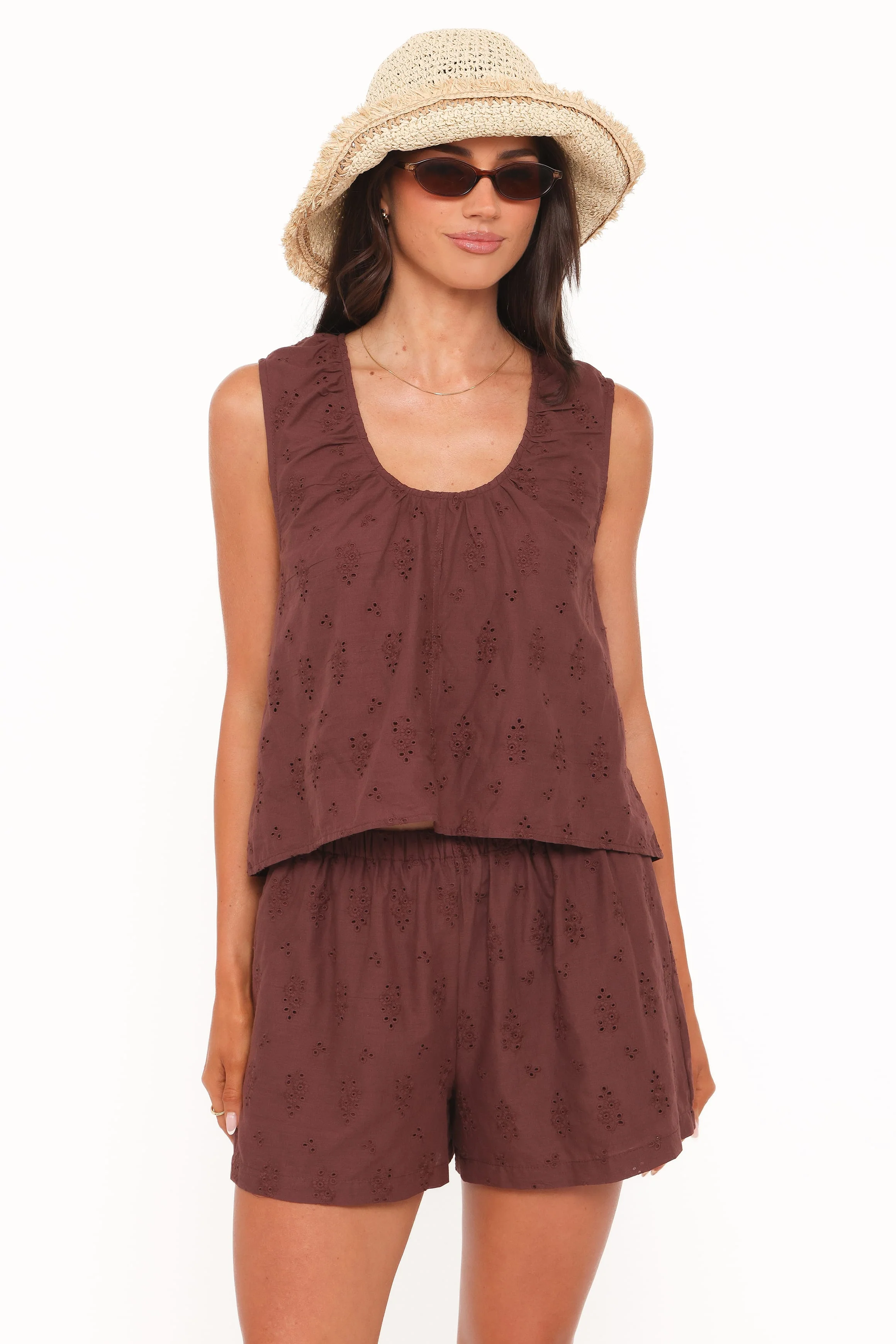 Faela Short Set - Brown Broderie - Image 2