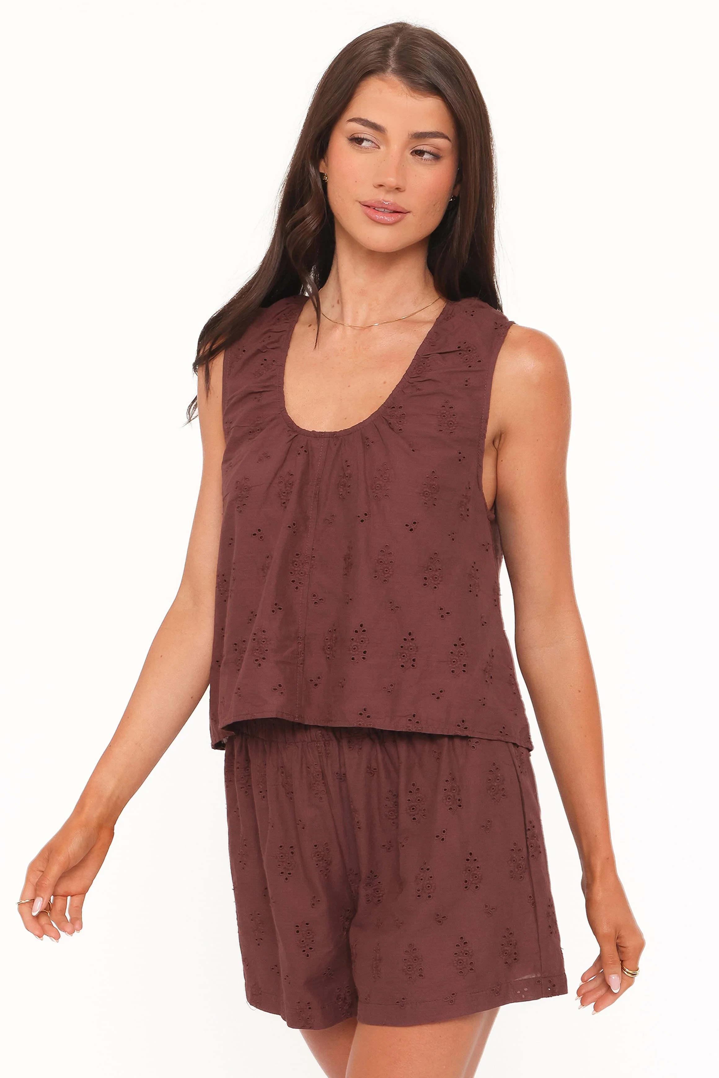 Faela Short Set - Brown Broderie - Image 4