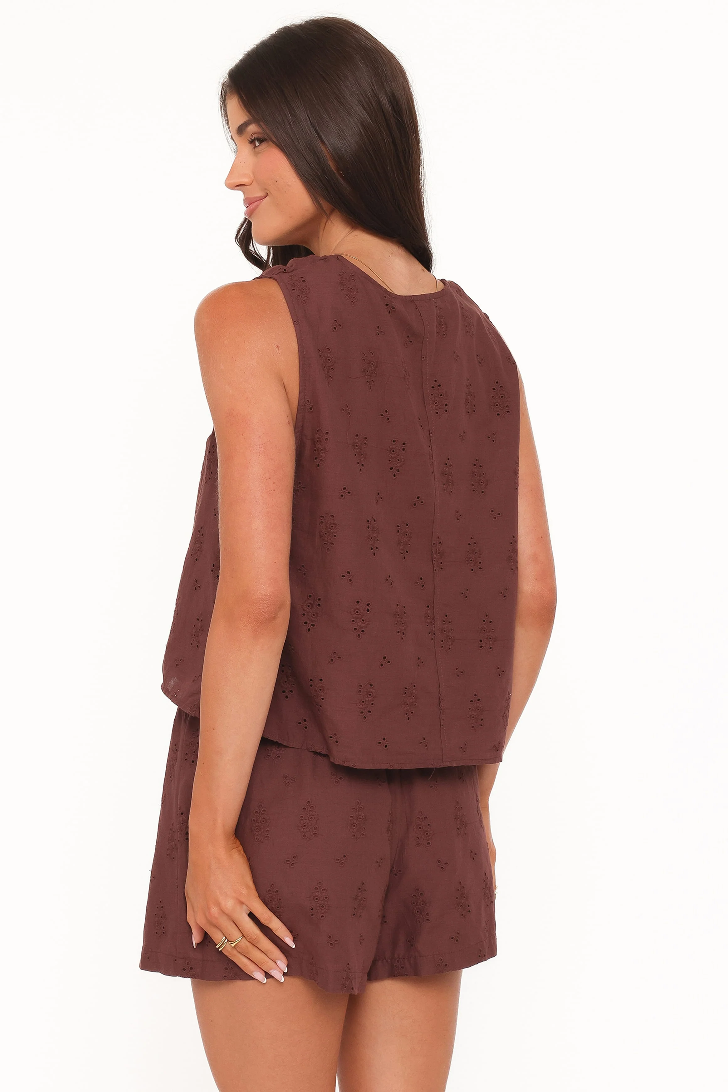 Faela Short Set - Brown Broderie - Image 5