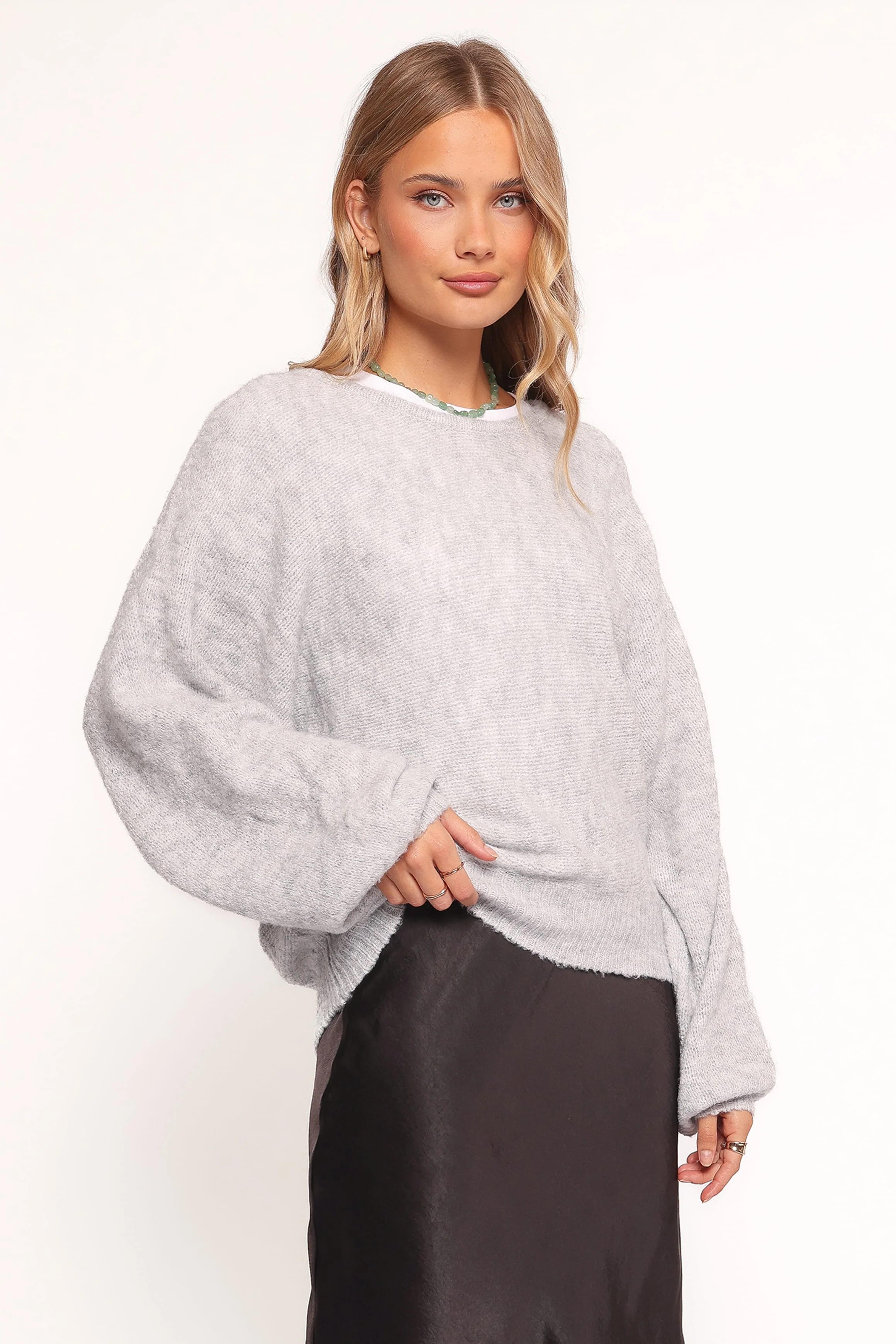 Faylin Bell Sleeve Knit Sweater - Grey - Image 3