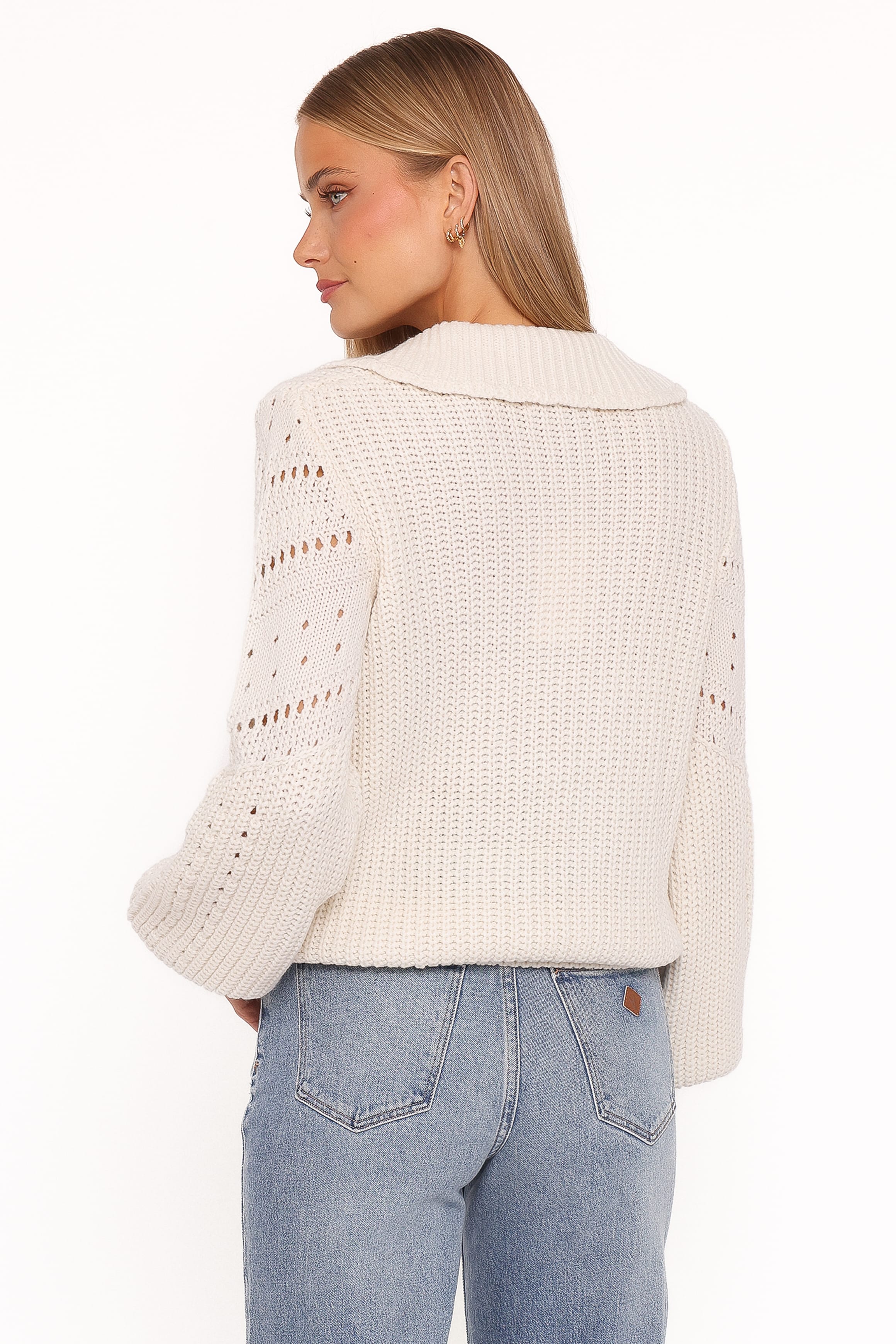 Fitzgerald Pointelle Polo Sweater - Cream - Image 5