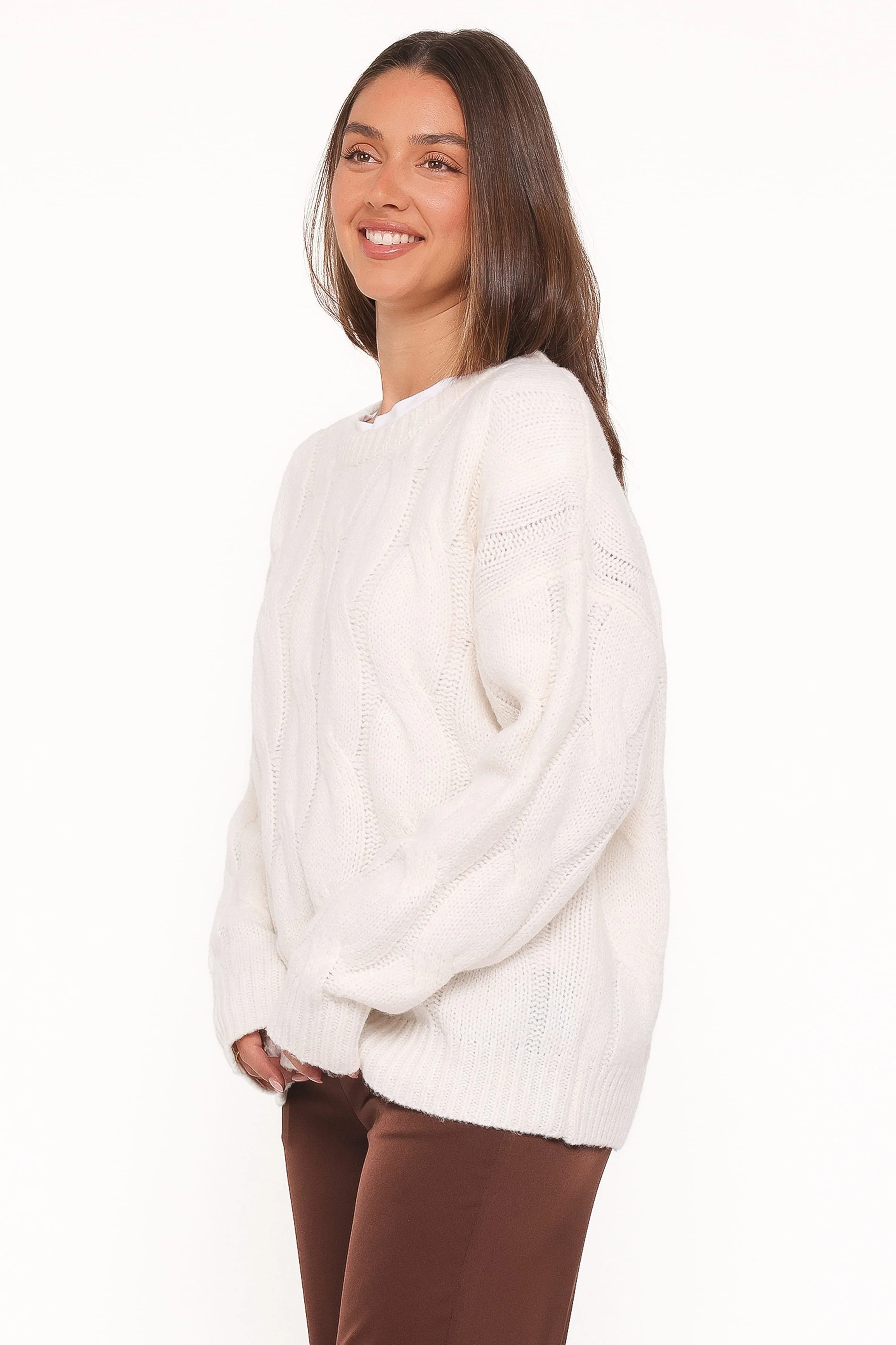 Fleming Cable Knit Sweater - Cream - Image 3