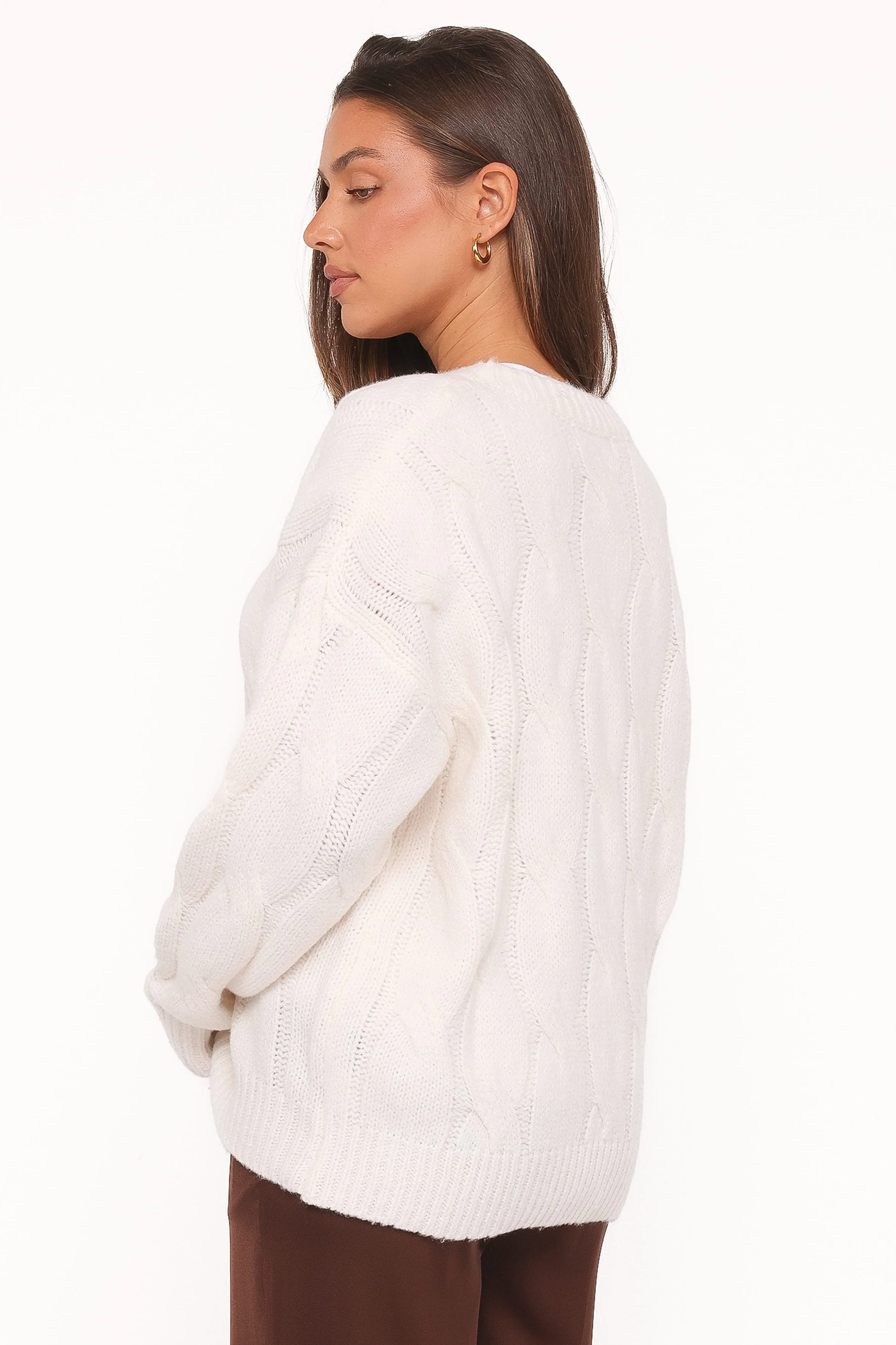Fleming Cable Knit Sweater - Cream - Image 4