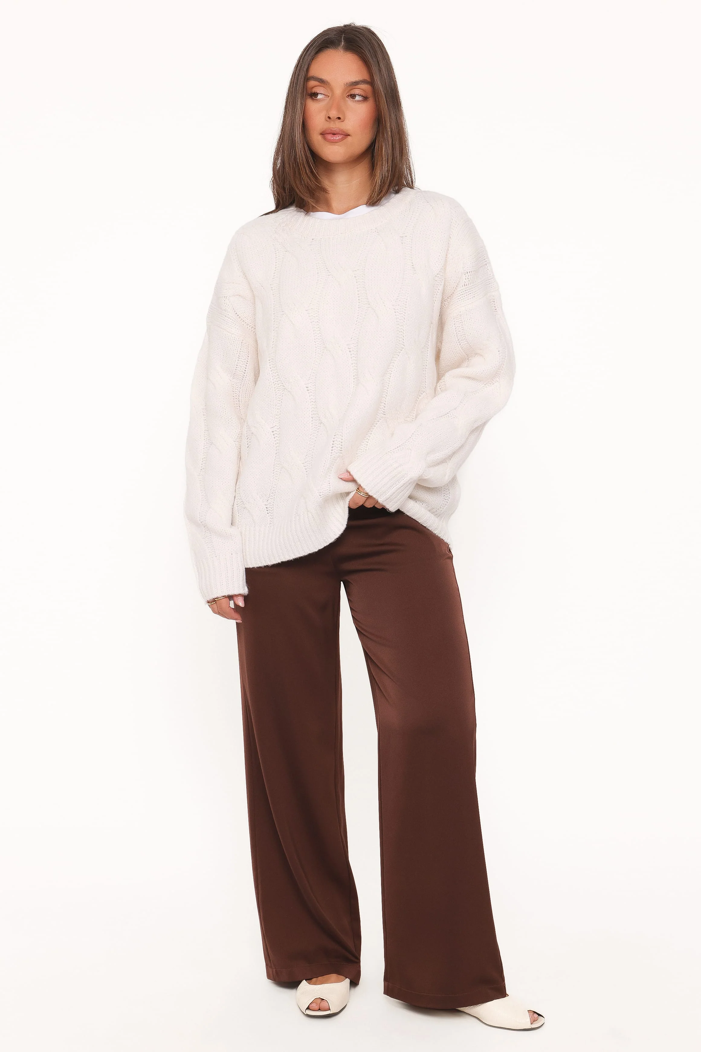 Fleming Cable Knit Sweater - Cream - Image 5