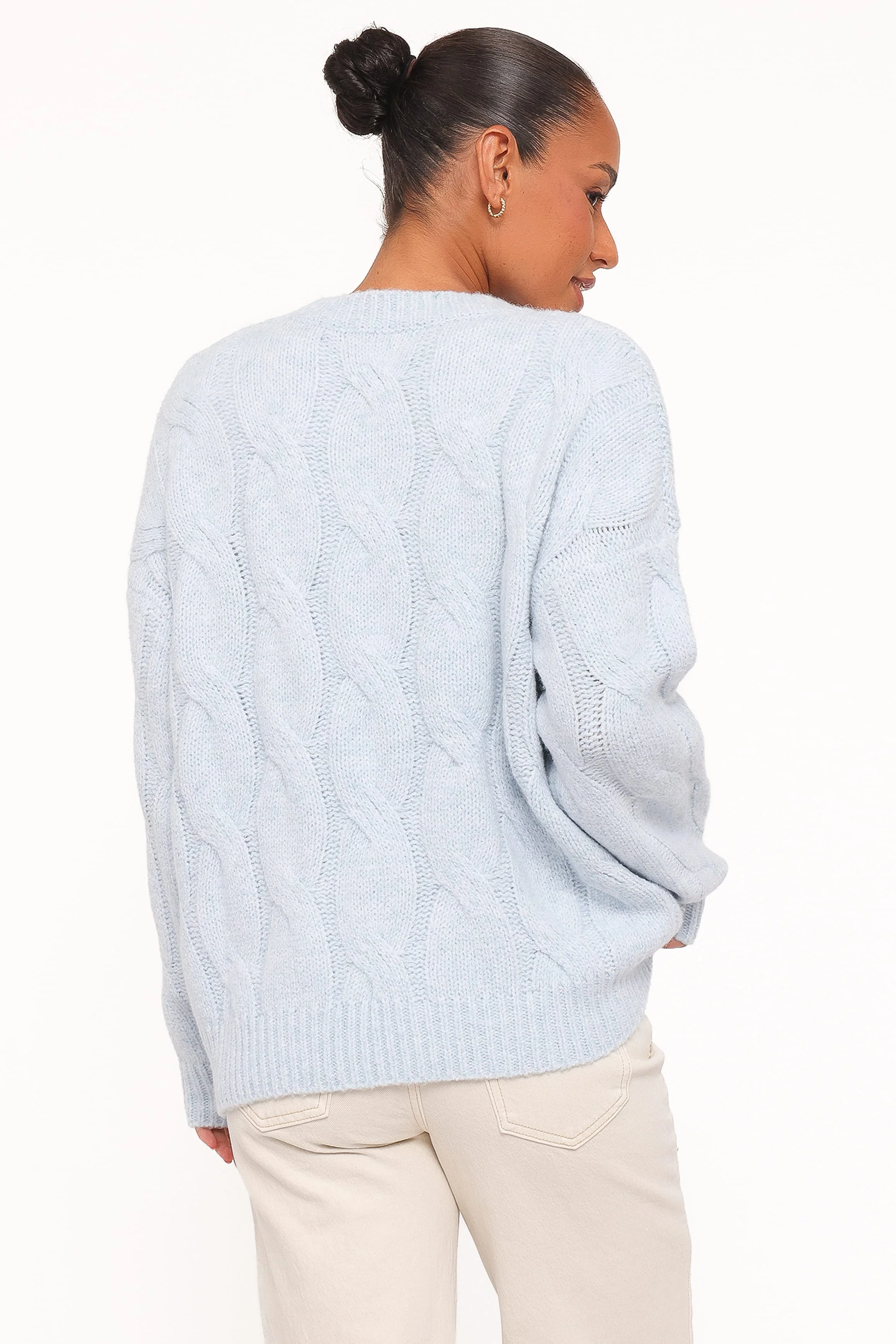 Fleming Cable Knit Sweater - Light Blue - Image 4
