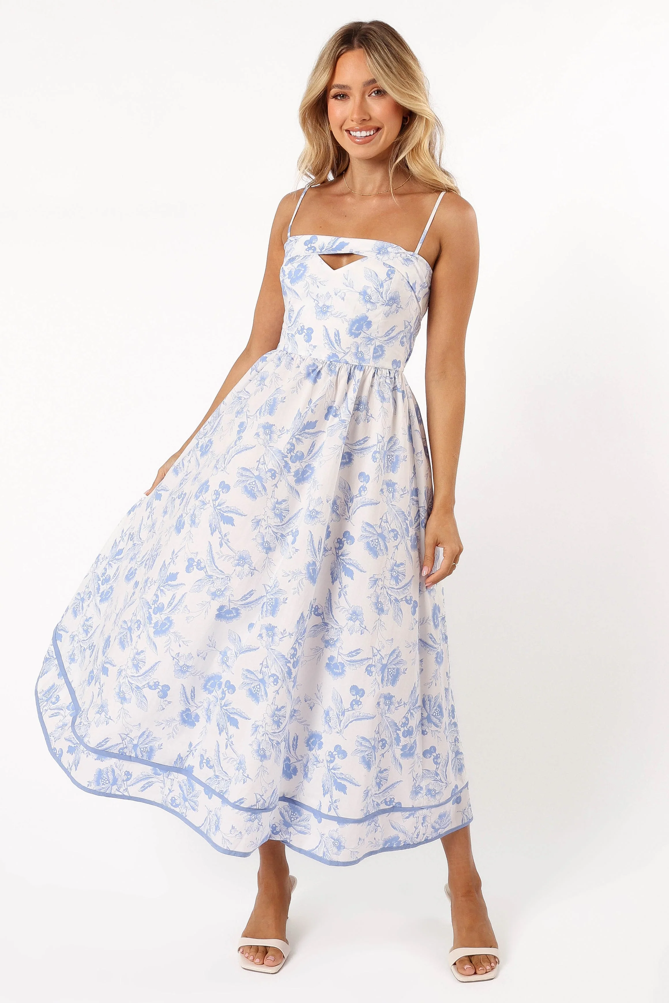 Flora Midi Dress - Blue Floral - Image 6