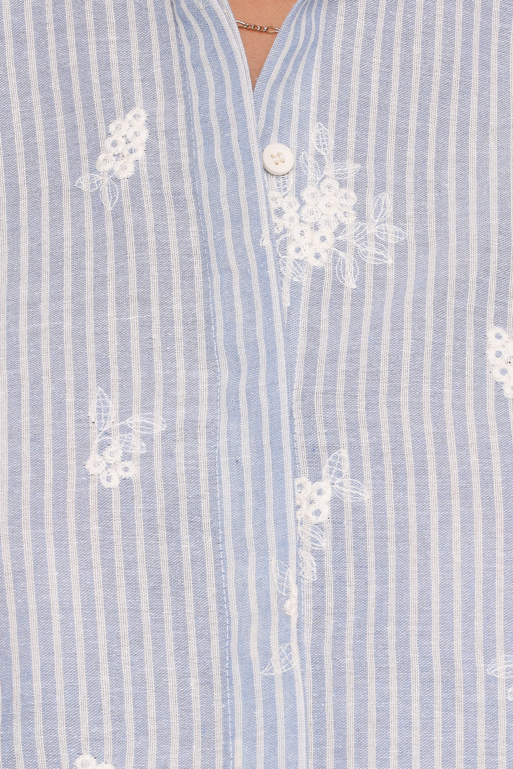 Floriana Tie Sleeve Shirt - Blue Stripe - Image 7