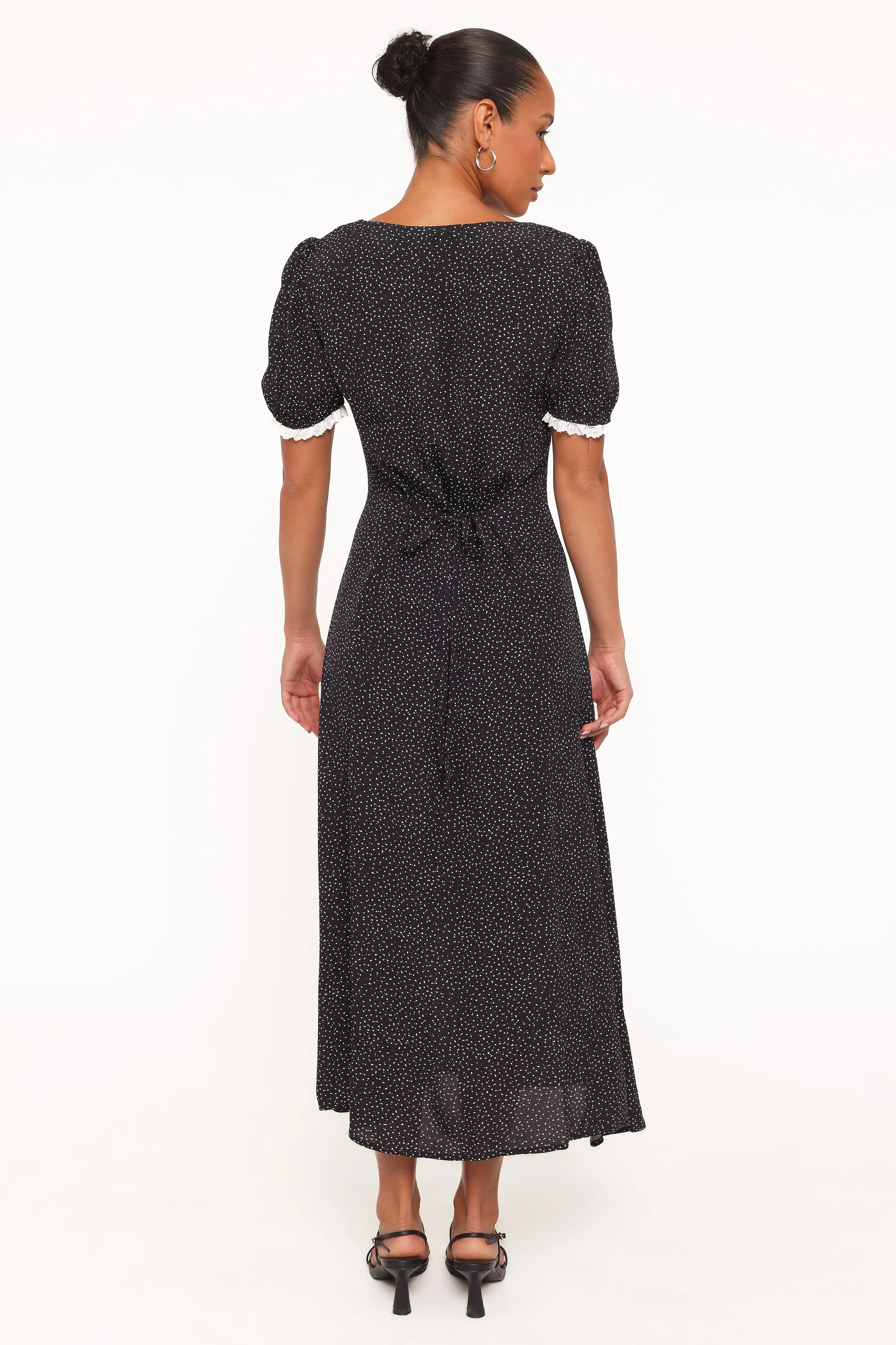 Francine Lace Midi Dress - Black Polka Dot - Image 4