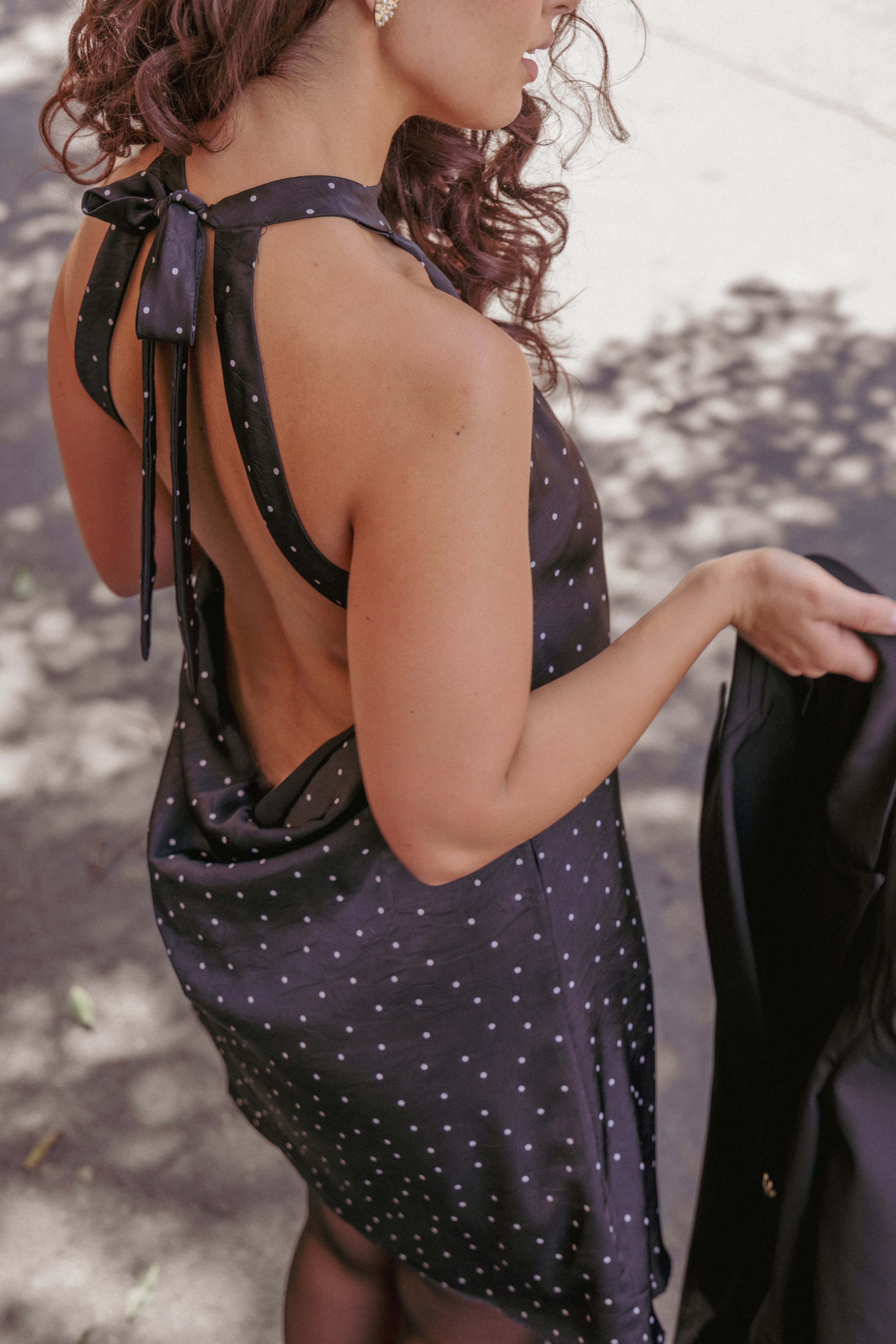 Gabrielle Mini Dress - Black Polka Dot - Image 8