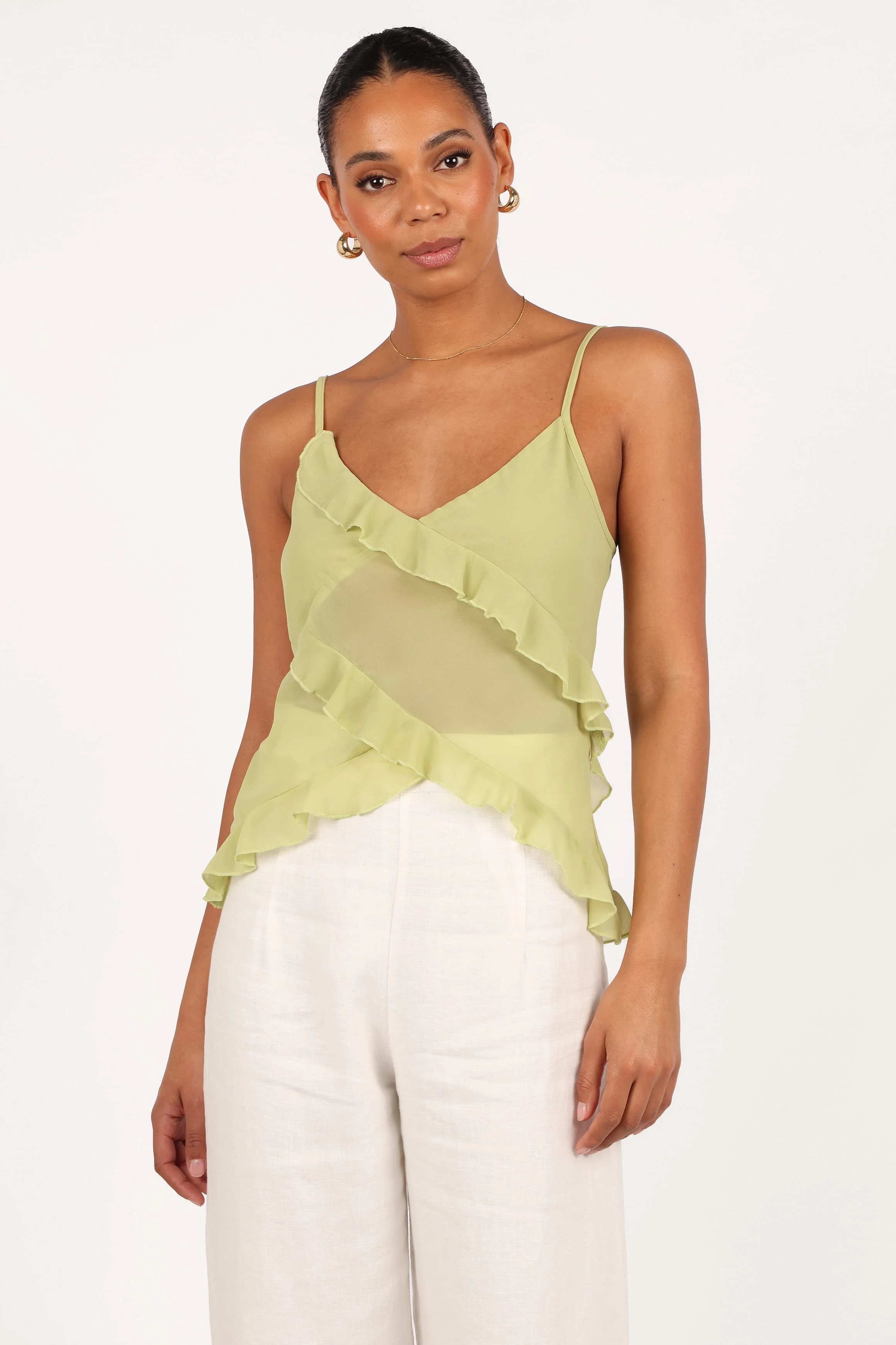 Gabrielle Ruffle Top - Meadow Green - Image 3