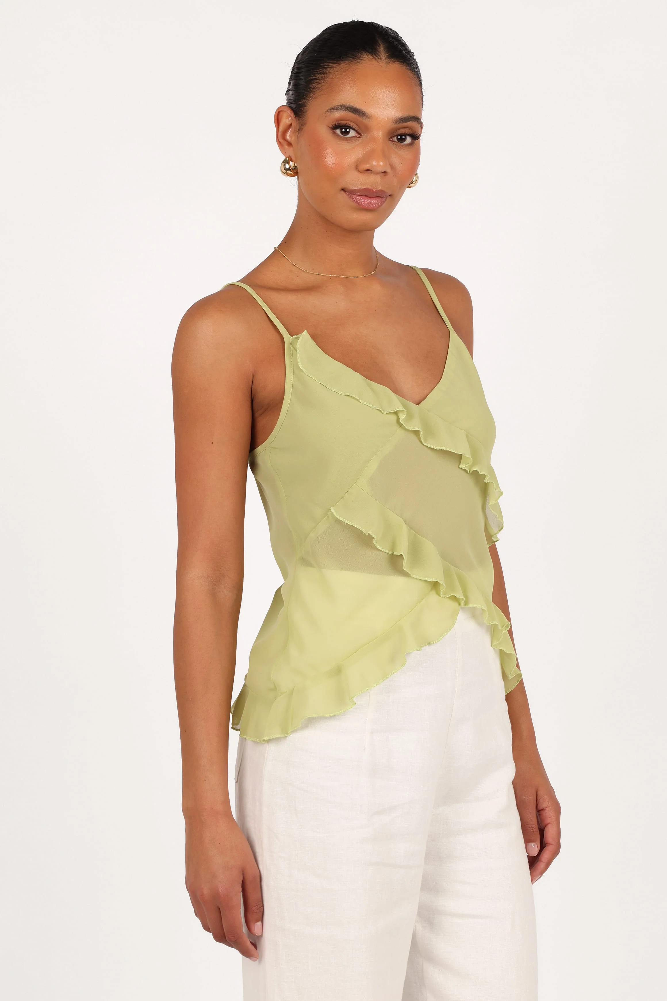 Gabrielle Ruffle Top - Meadow Green - Image 8