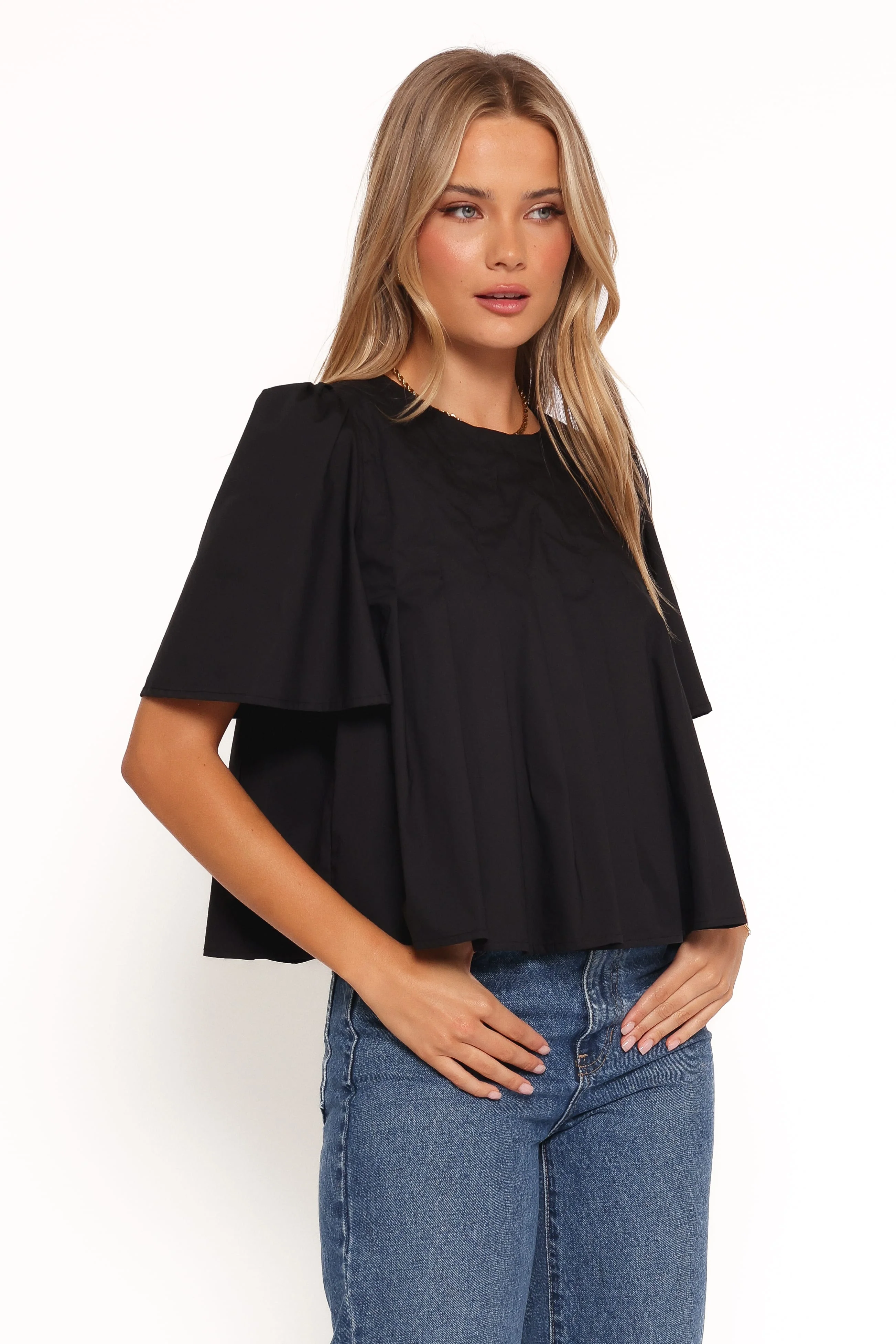 Geneva Pleated Top - Black - Image 7