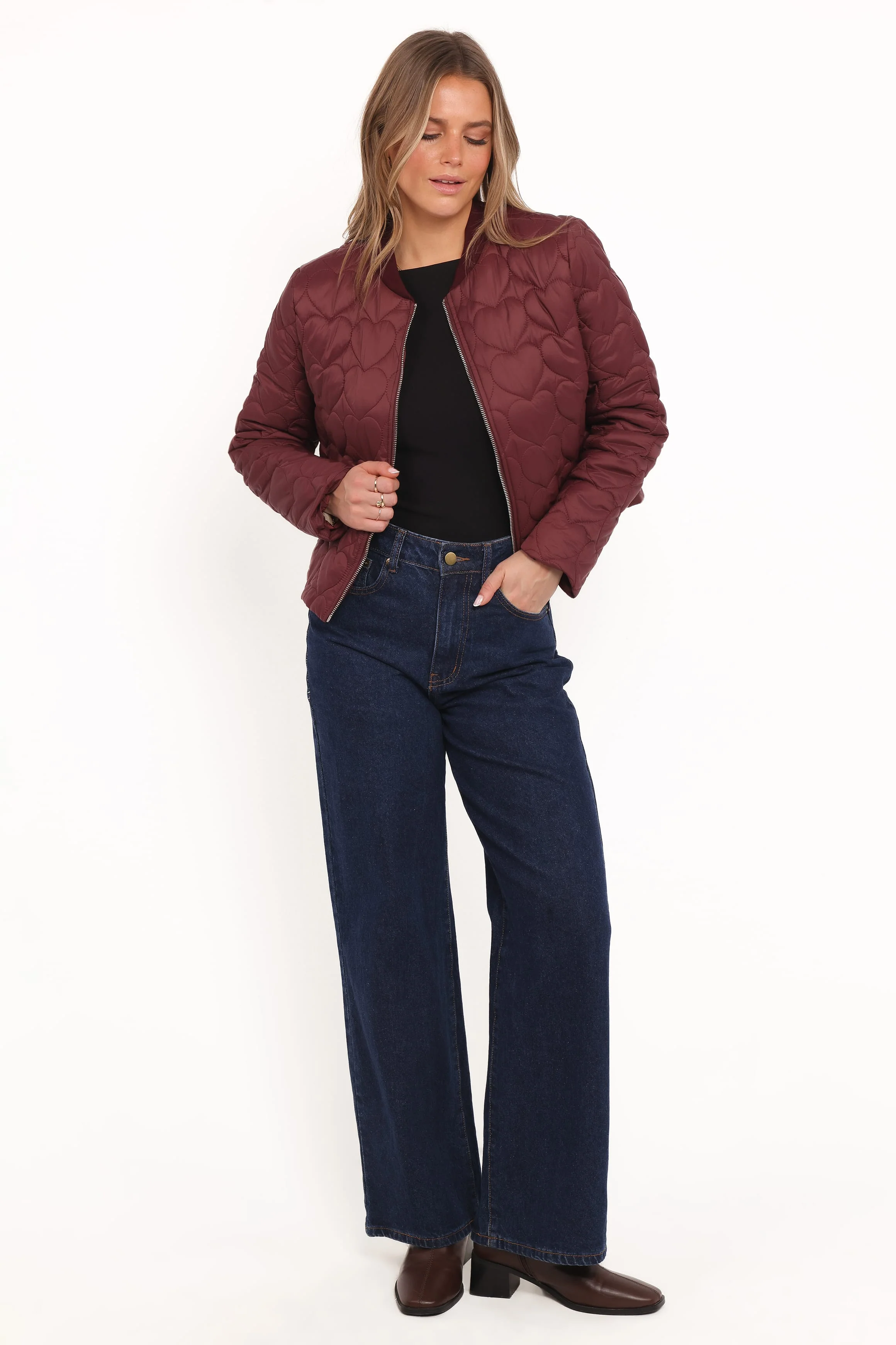 Genevieve Quilted Bomber - Cherry - Image 2