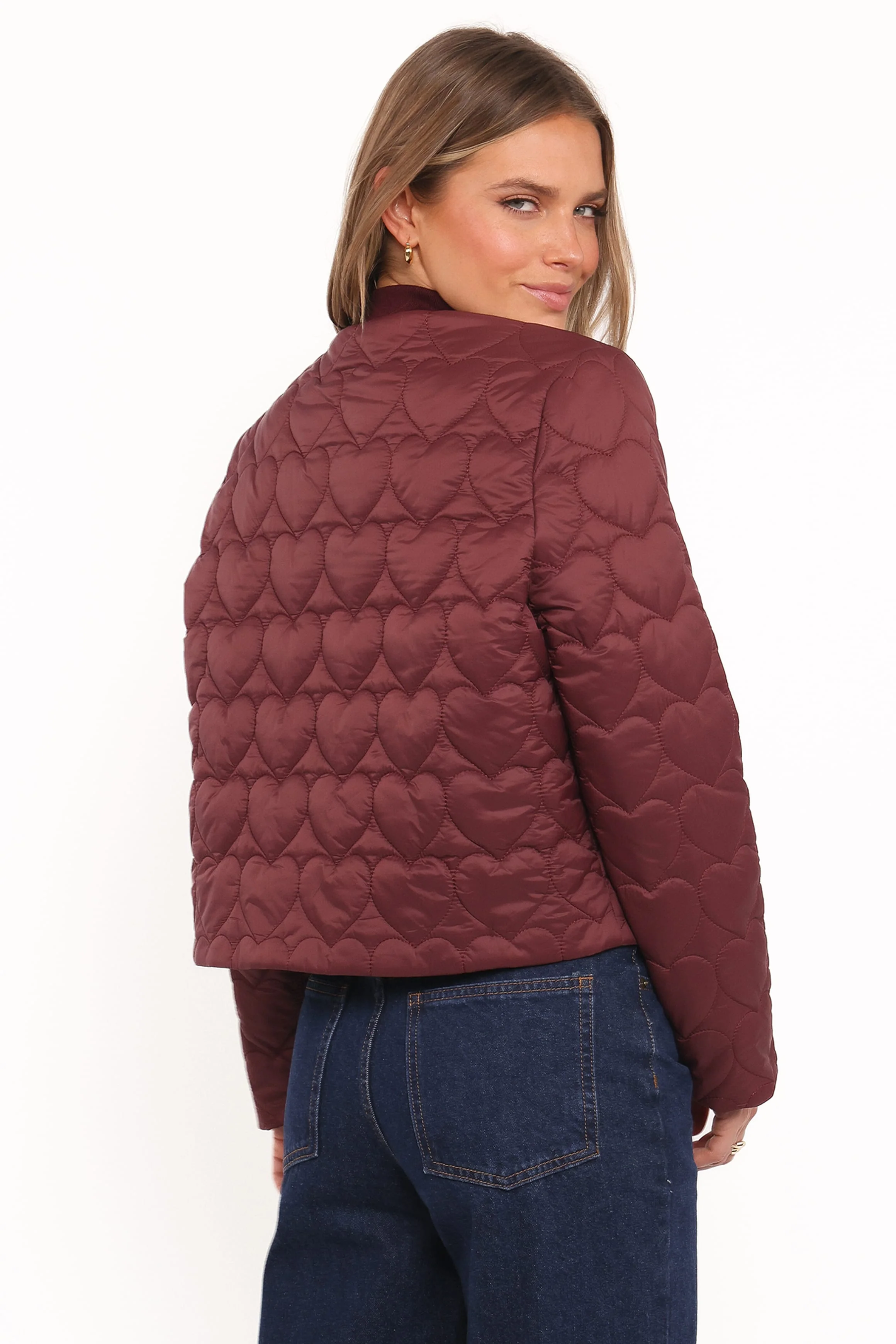 Genevieve Quilted Bomber - Cherry - Image 4