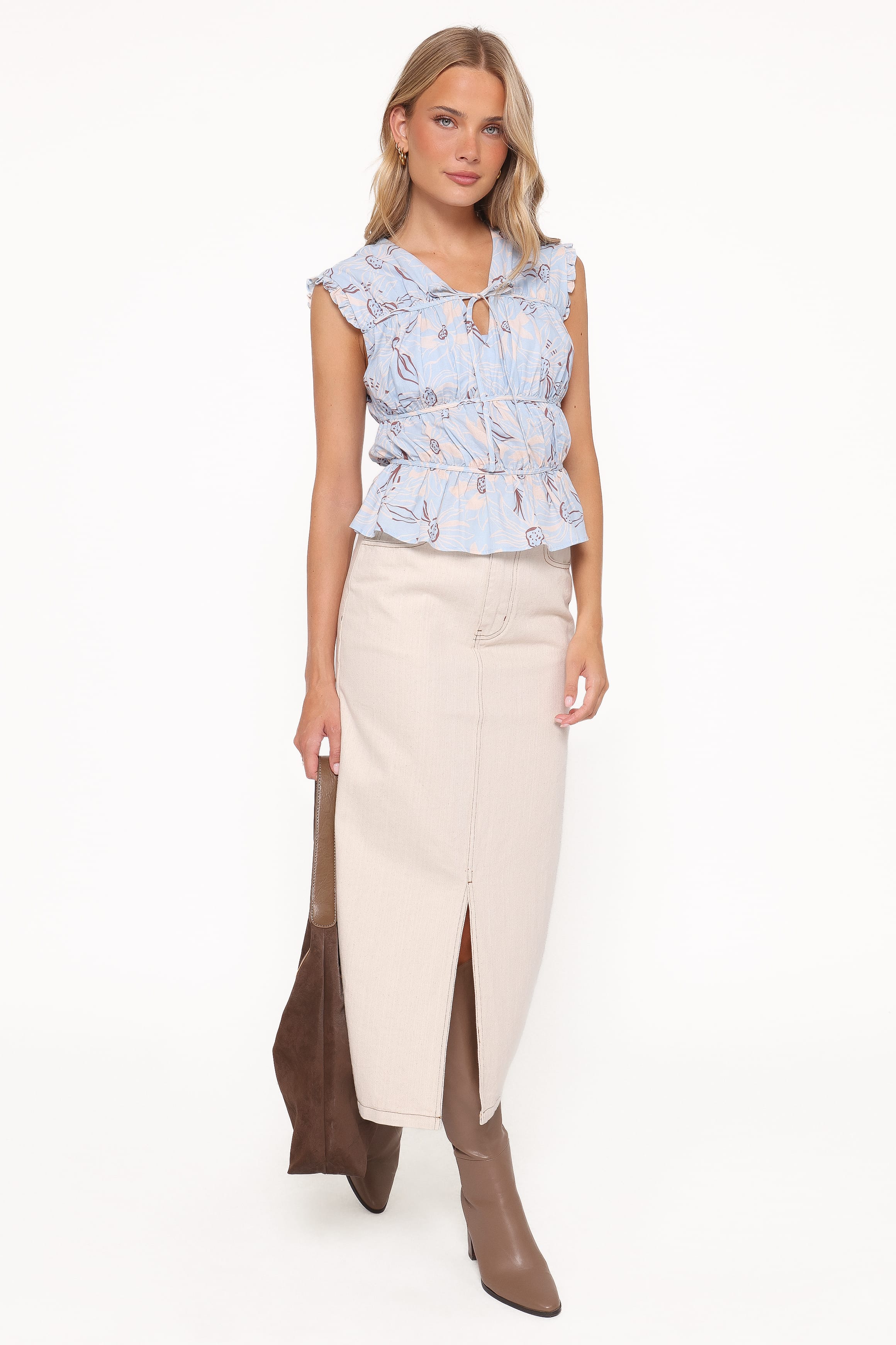 Germaine Ruched Top - Blue Flannel Floral - Image 7