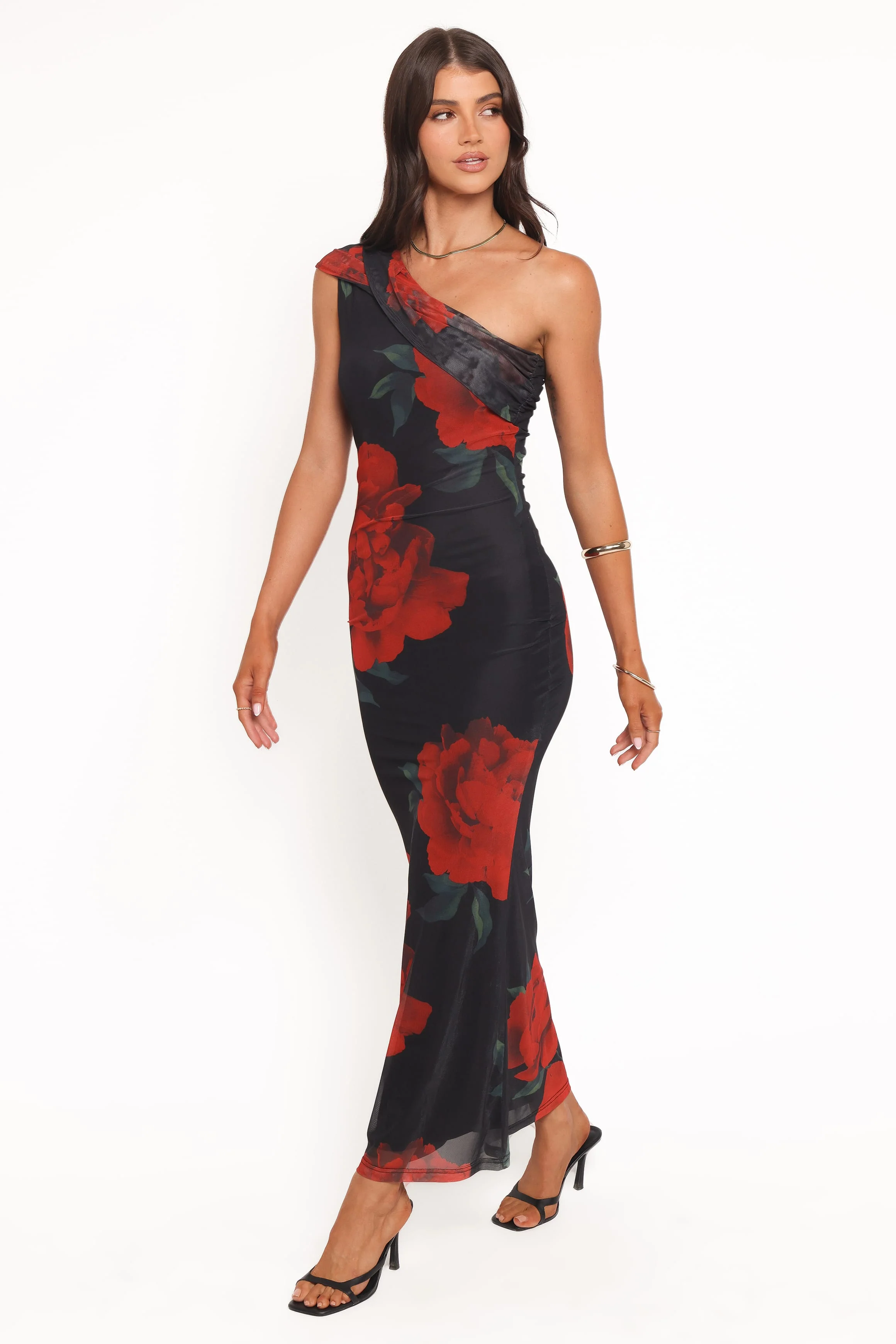 Gerri Off Shoulder Maxi Dress - Black Floral - Image 3