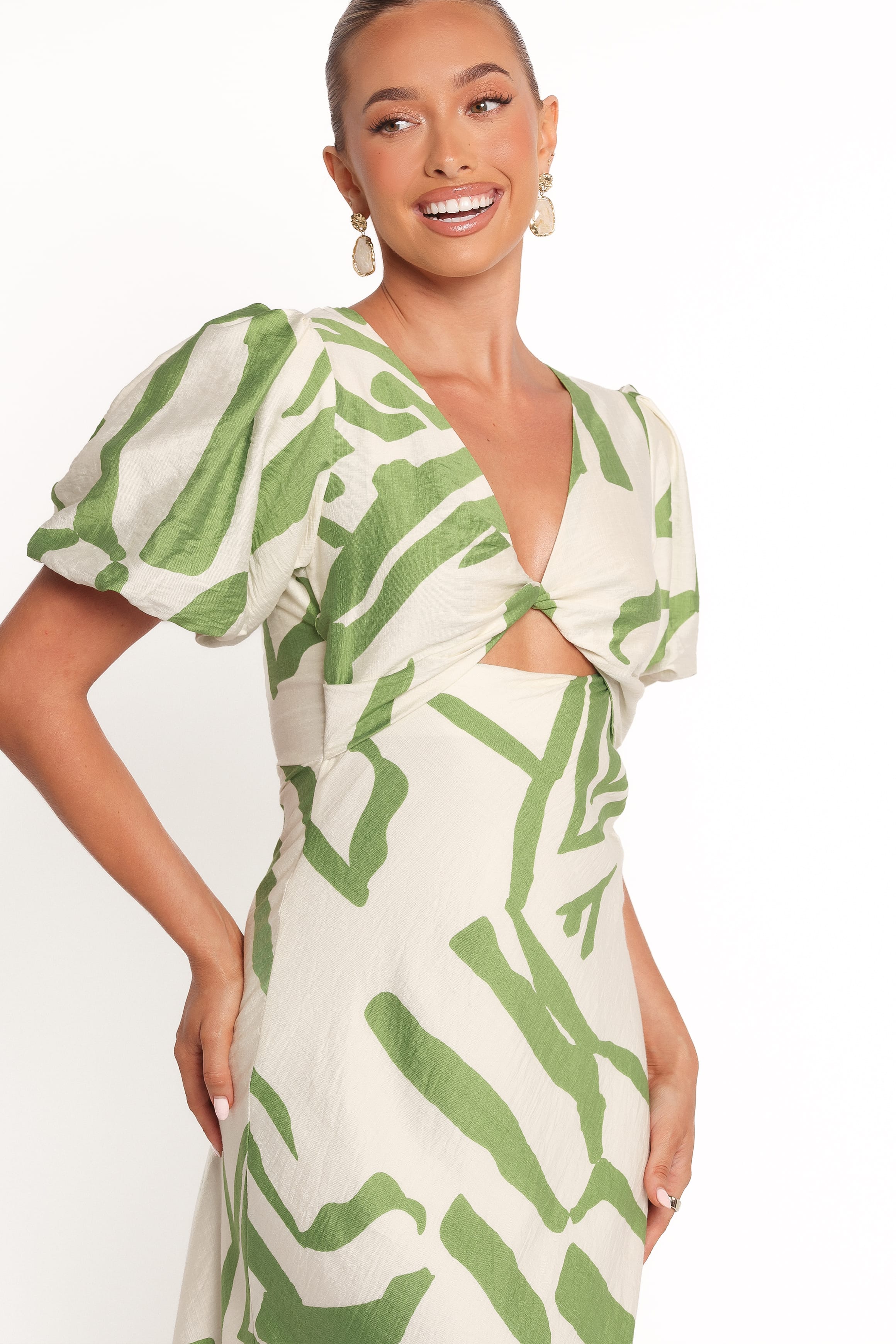 Ginevra Maxi Dress - Cream/Green - Image 2