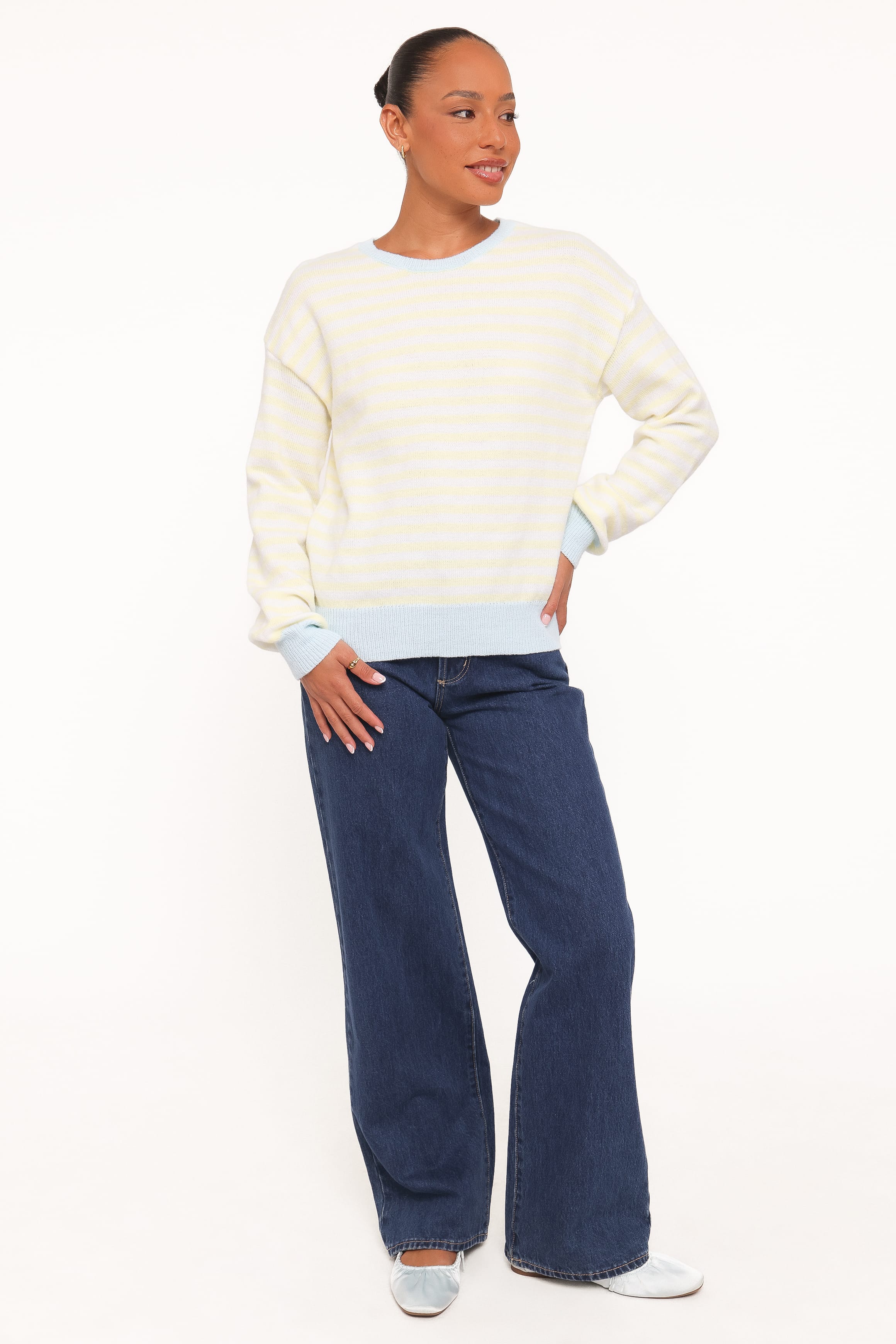 Gloria Relaxed Sweater - Yellow Stripe - Image 5
