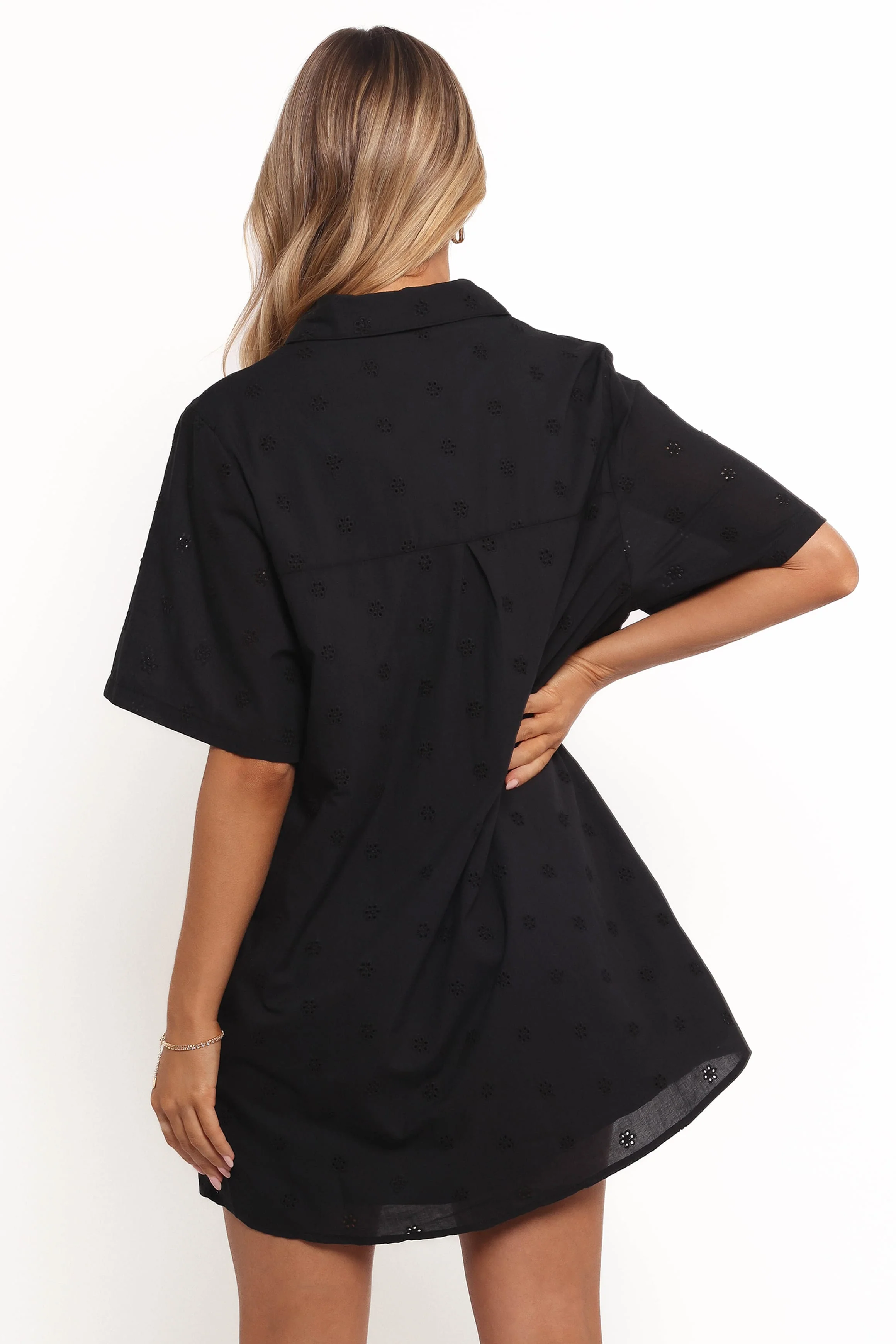 Grady Collared Shirt Dress - Black - Image 4