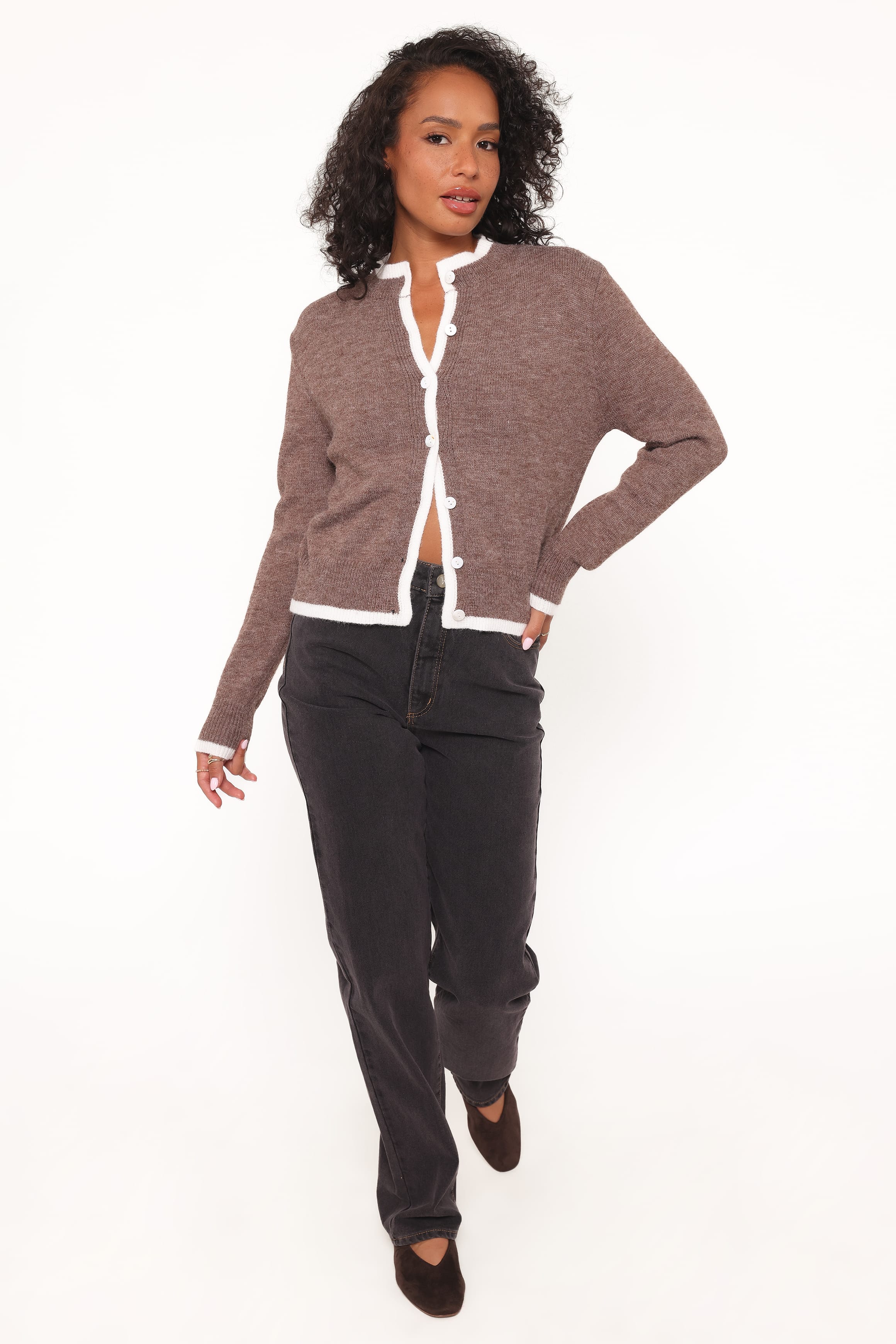 Greta Knit Cardigan - Brown - Image 5