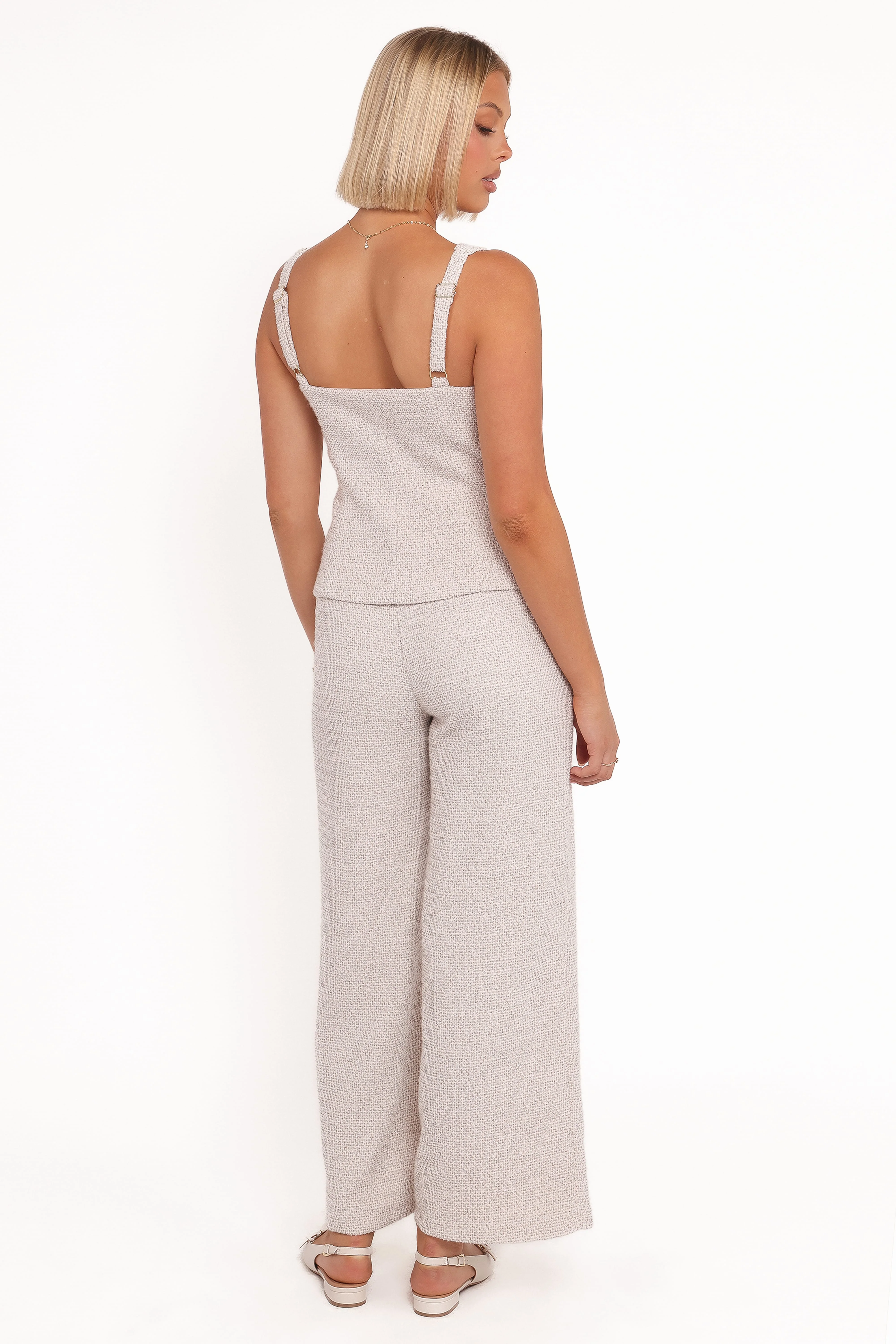 Greta Tailored Pant Set - White Brown Marl - Image 4