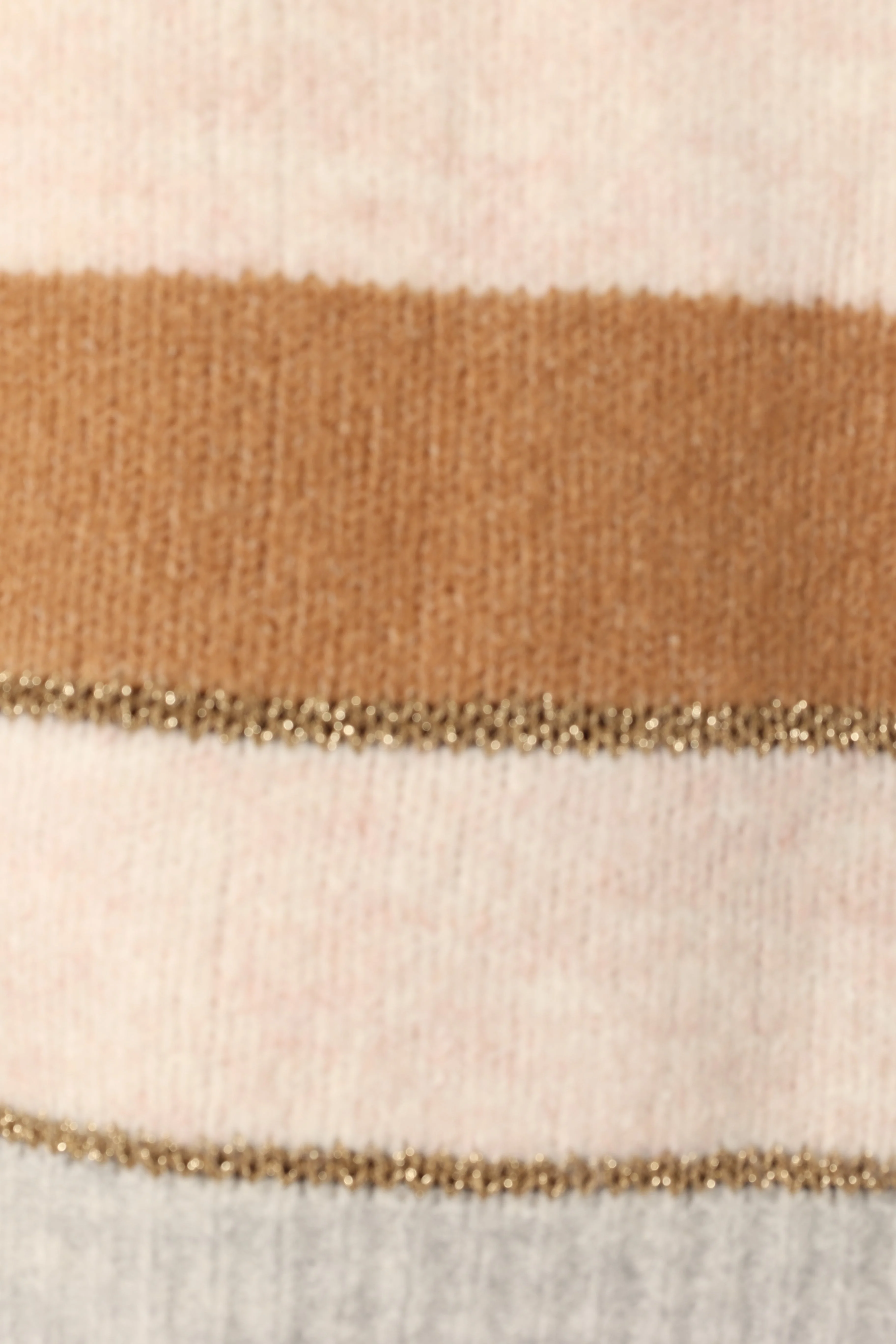 Hadleigh Shimmer Multi Stripe Knit Sweater - Cream/Camel - Image 7