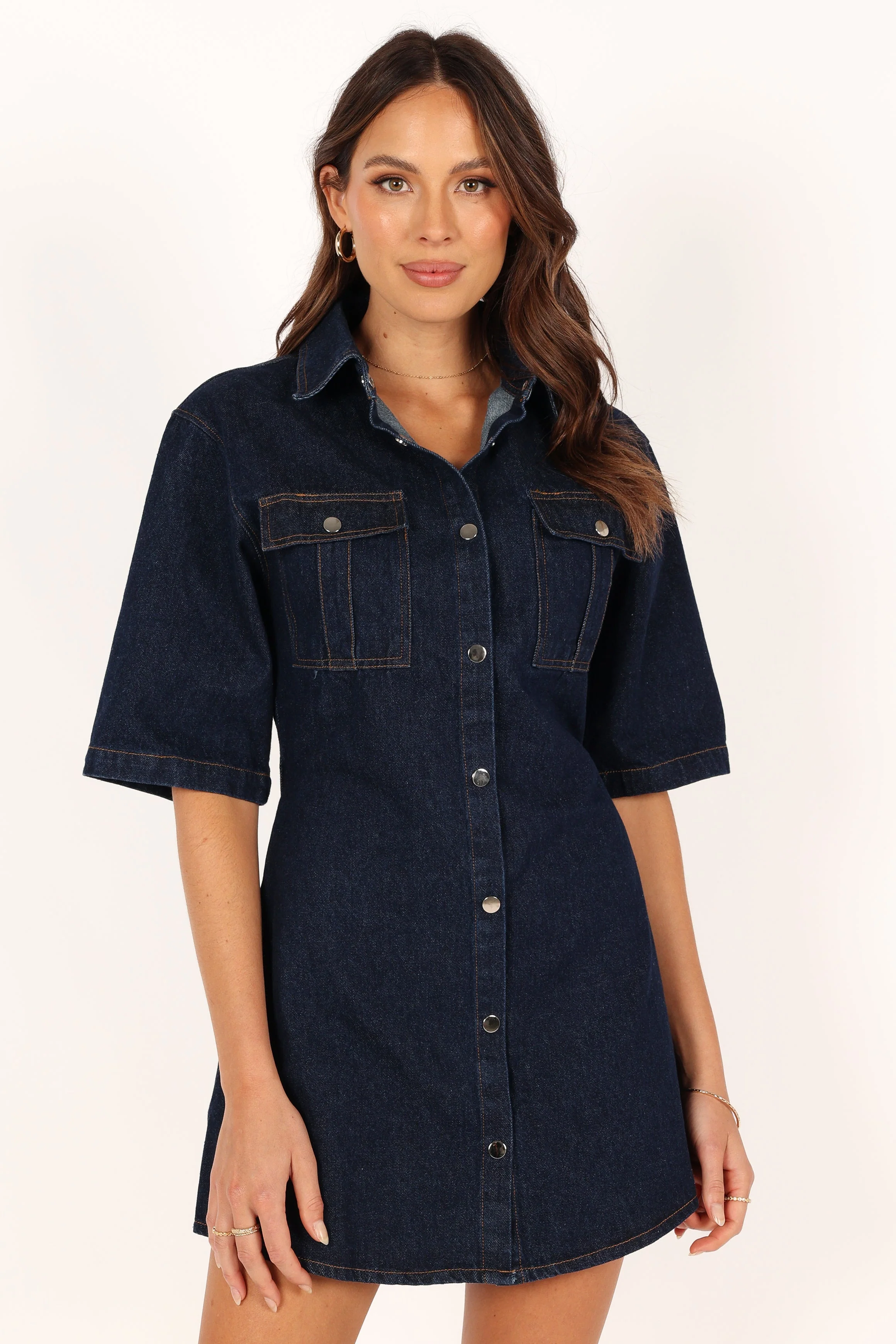 Hailey Denim Mini Dress - Dark Denim - Image 10