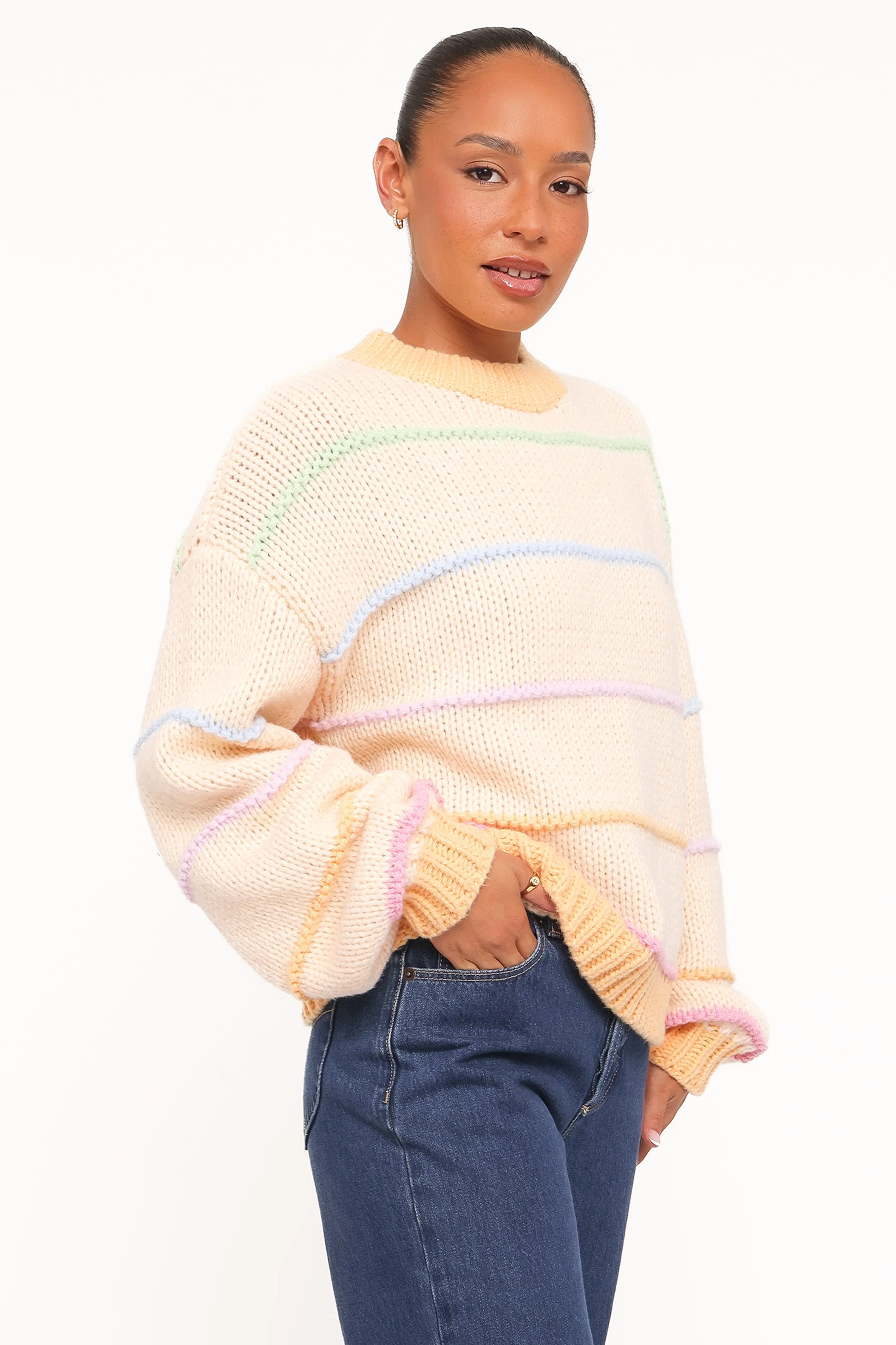 Hamilton Texture Stripe Sweater - Cream Multi - Image 3