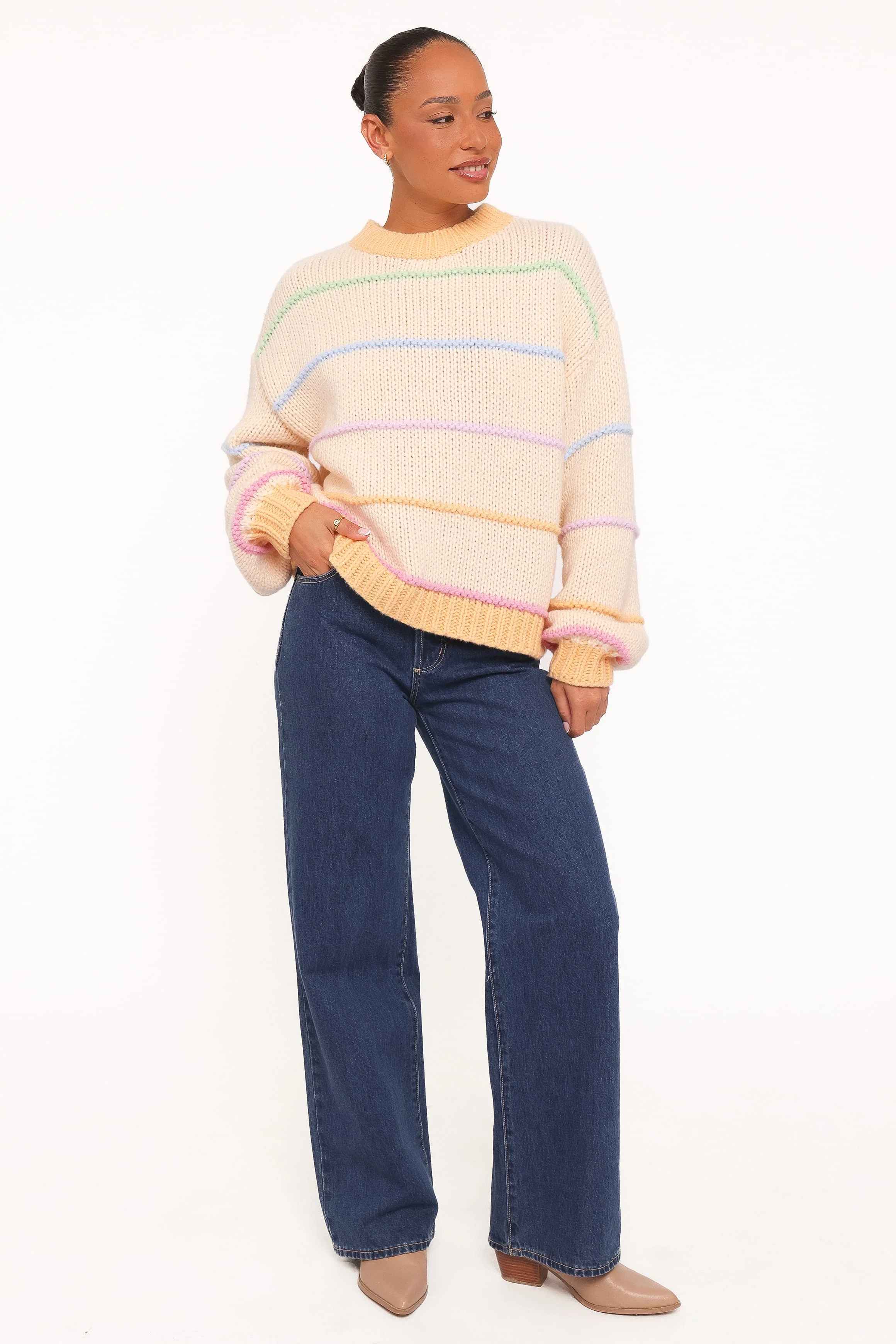 Hamilton Texture Stripe Sweater - Cream Multi - Image 5
