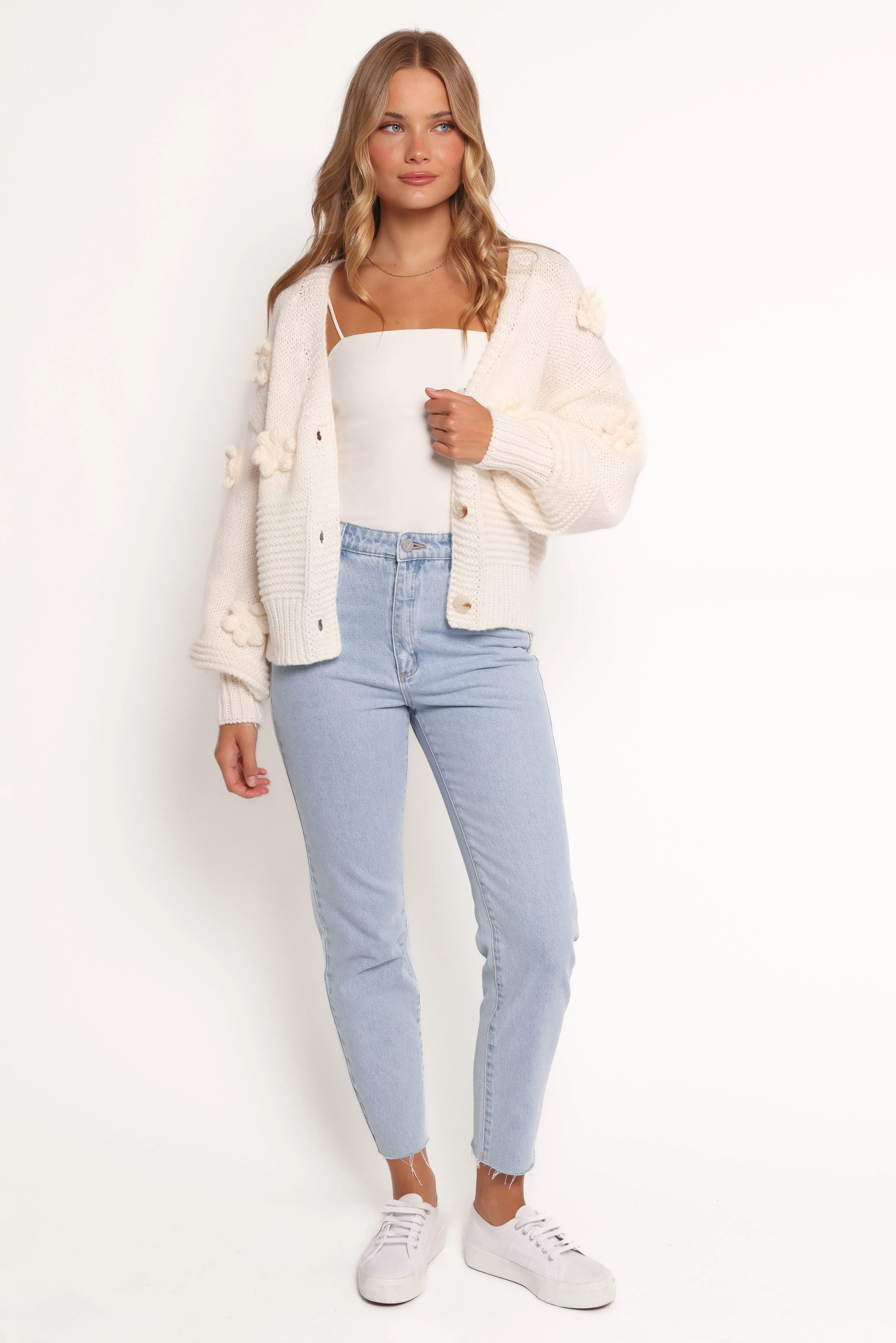 Harlee Flower Cardigan - White - Image 7