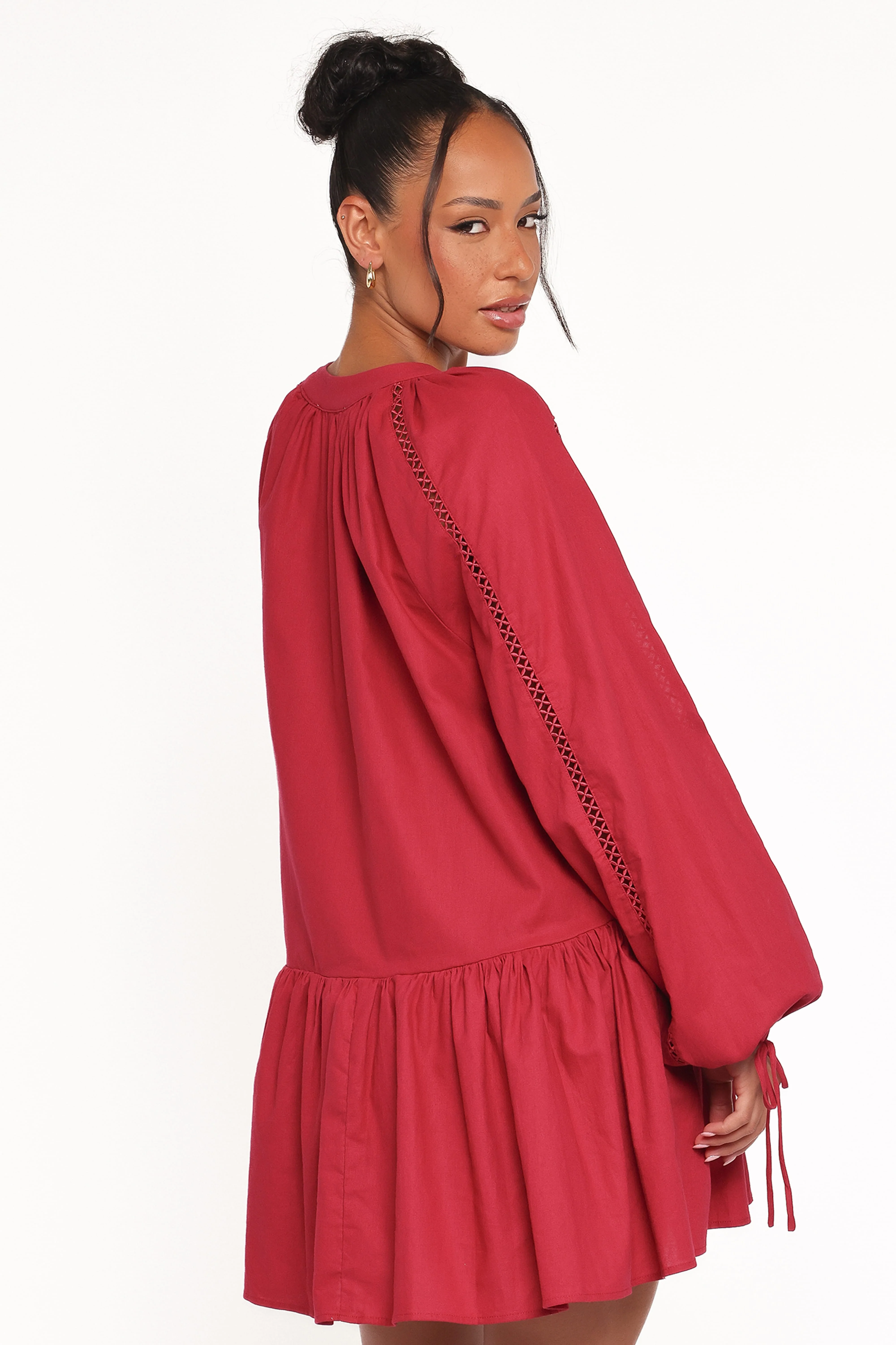 Hart Long Sleeve Mini Dress - Wine - Image 4