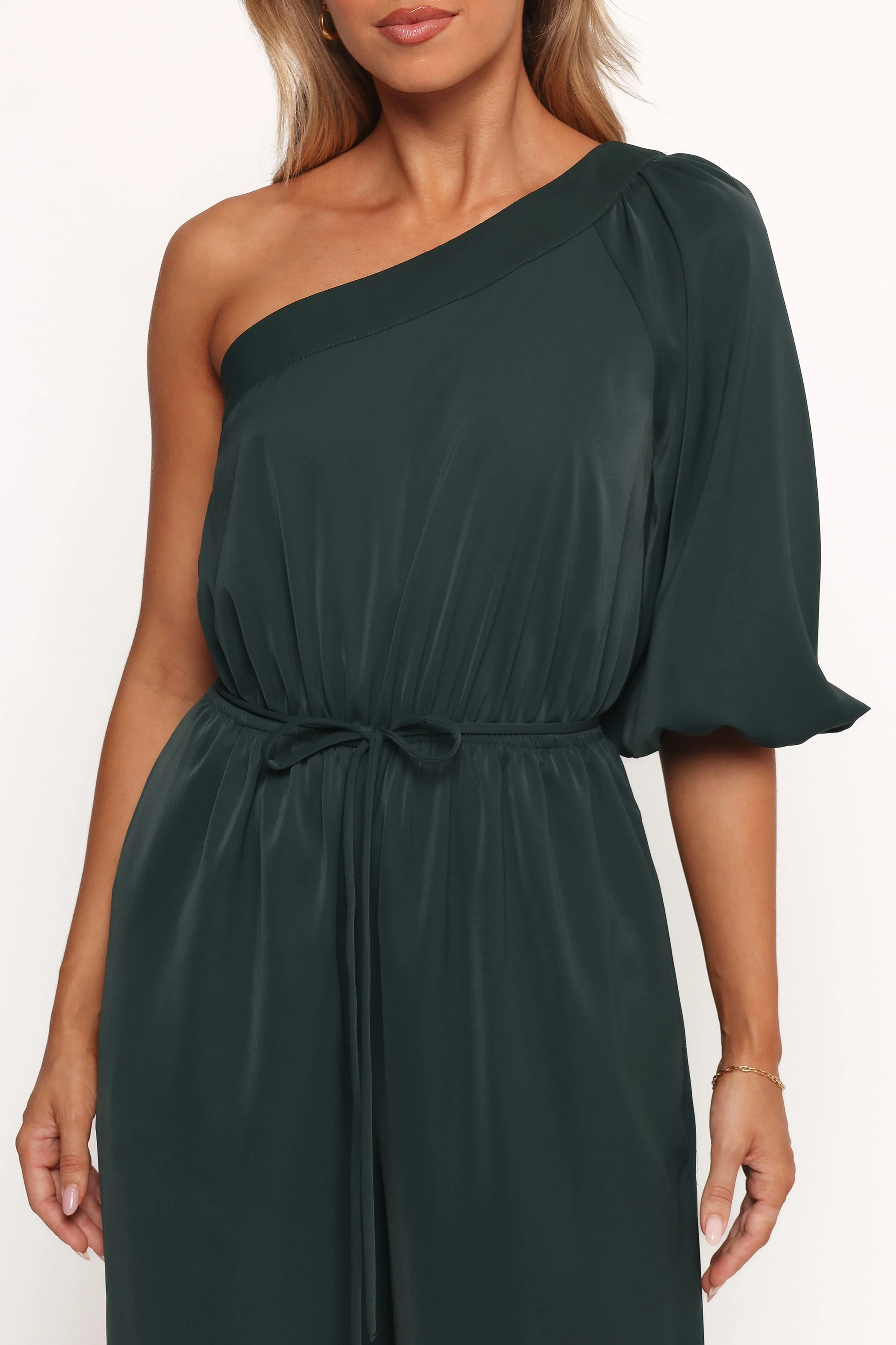 Hedda One Shoulder Jumpsuit - Emerald - Image 5