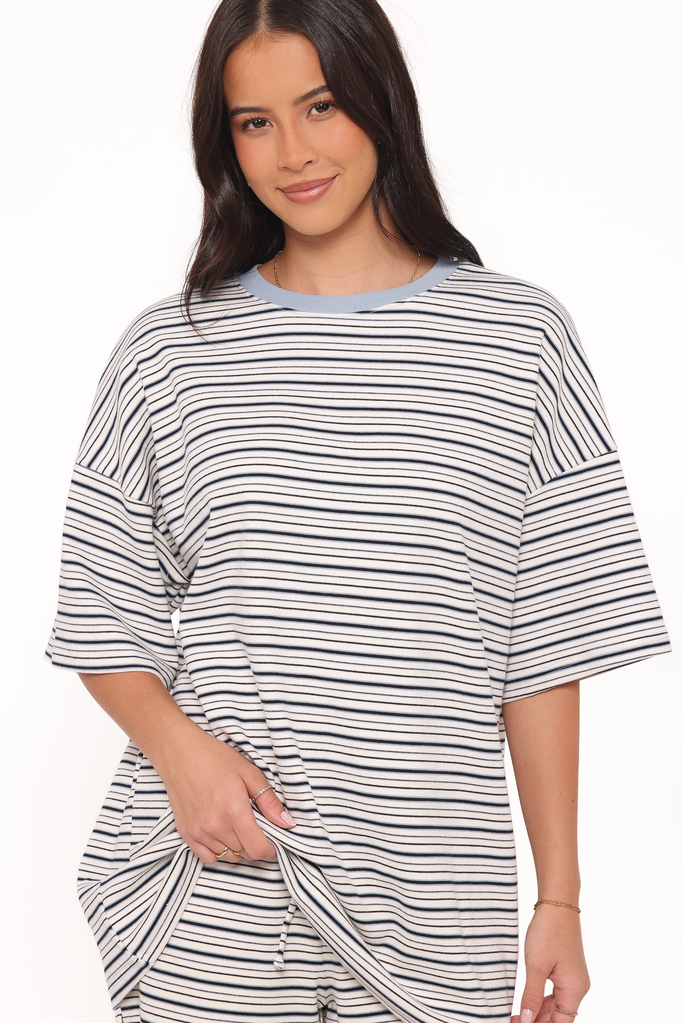 Hellen Stripe Short Set - Blue/Cream Stripe - Image 3