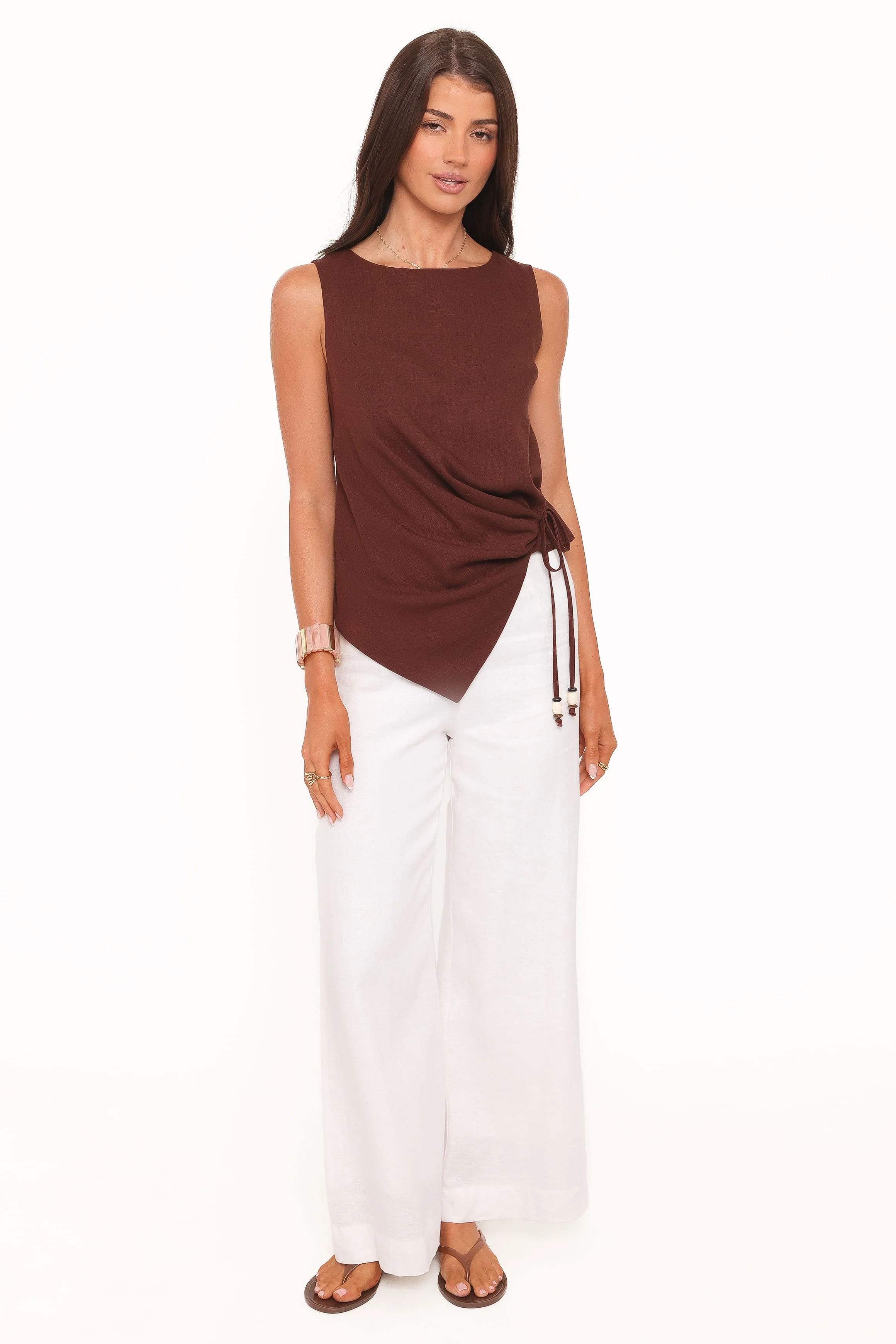 Heloise Side Tie Top - Dark Brown - Image 2