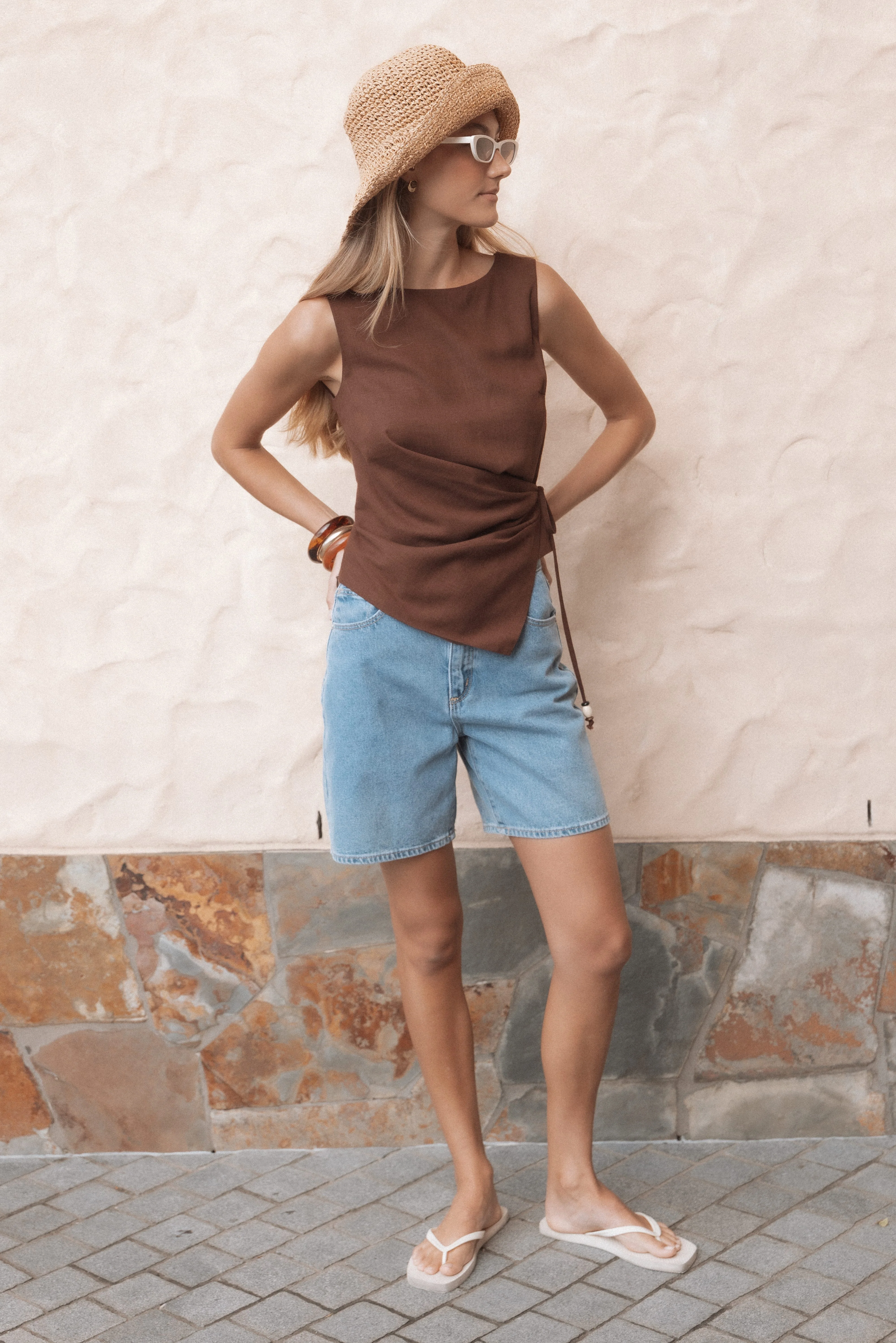Heloise Side Tie Top - Dark Brown - Image 8