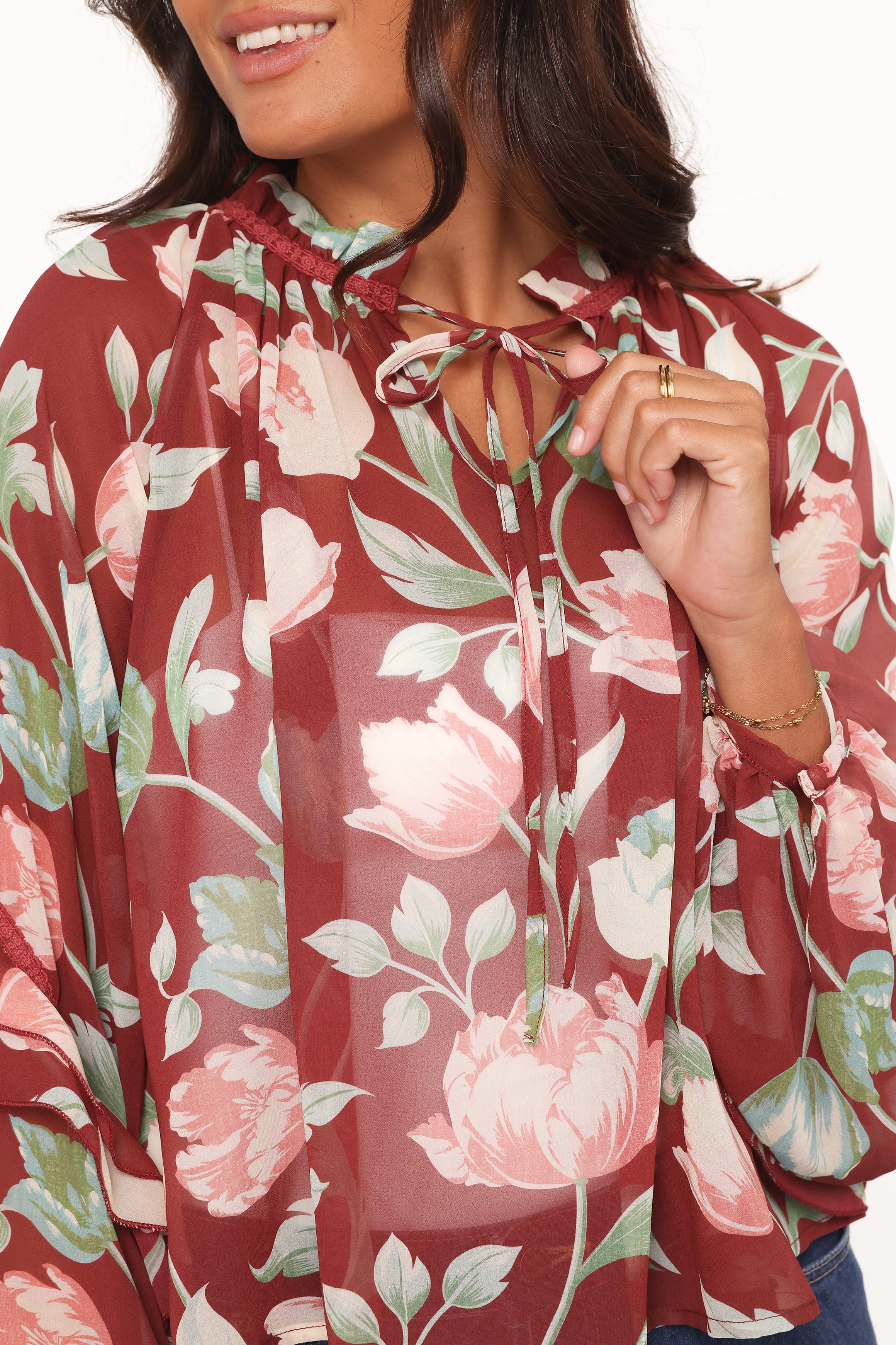 Hesper Ruffle Top - Red Tulip Floral - Image 3