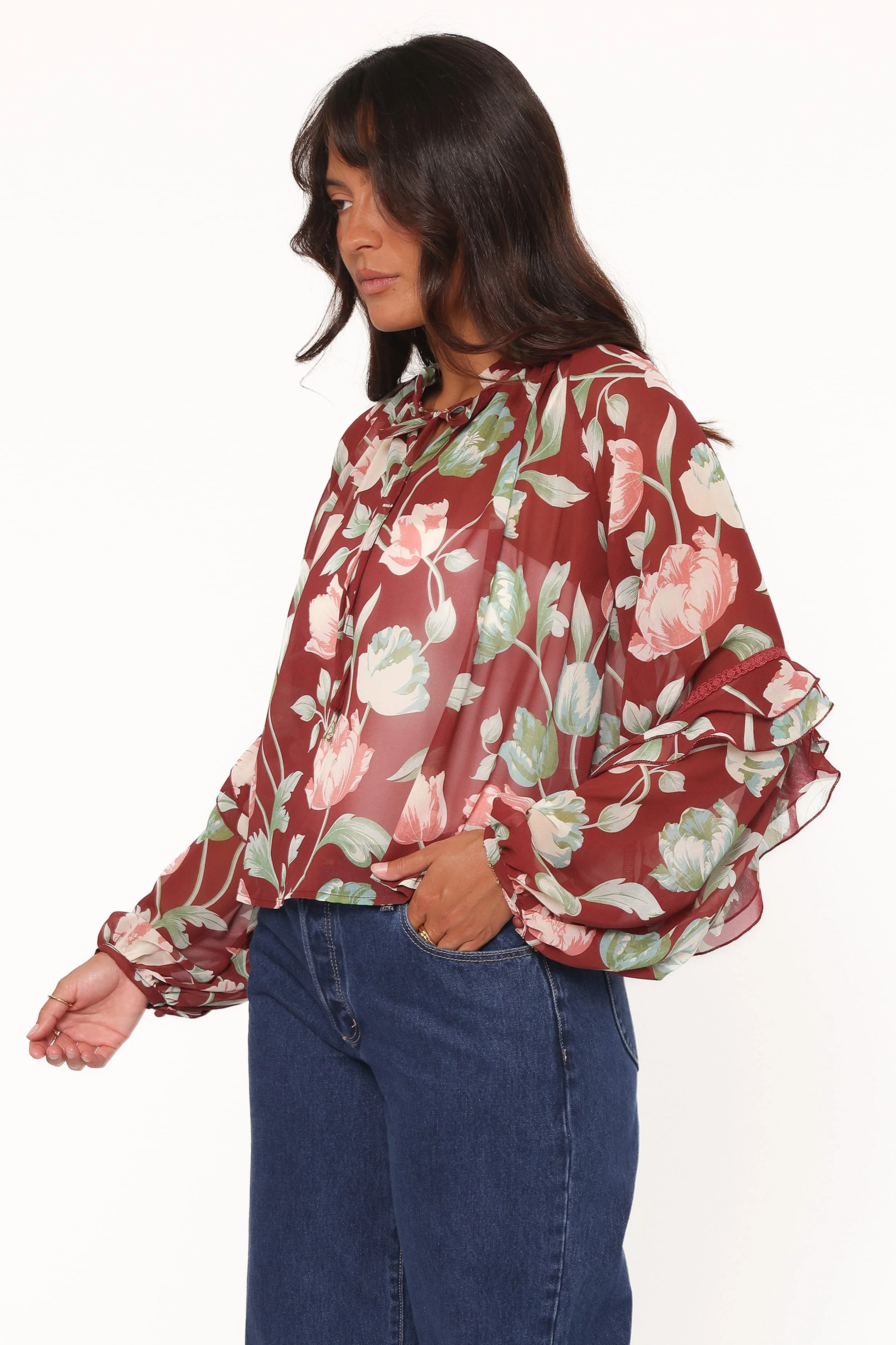 Hesper Ruffle Top - Red Tulip Floral - Image 4