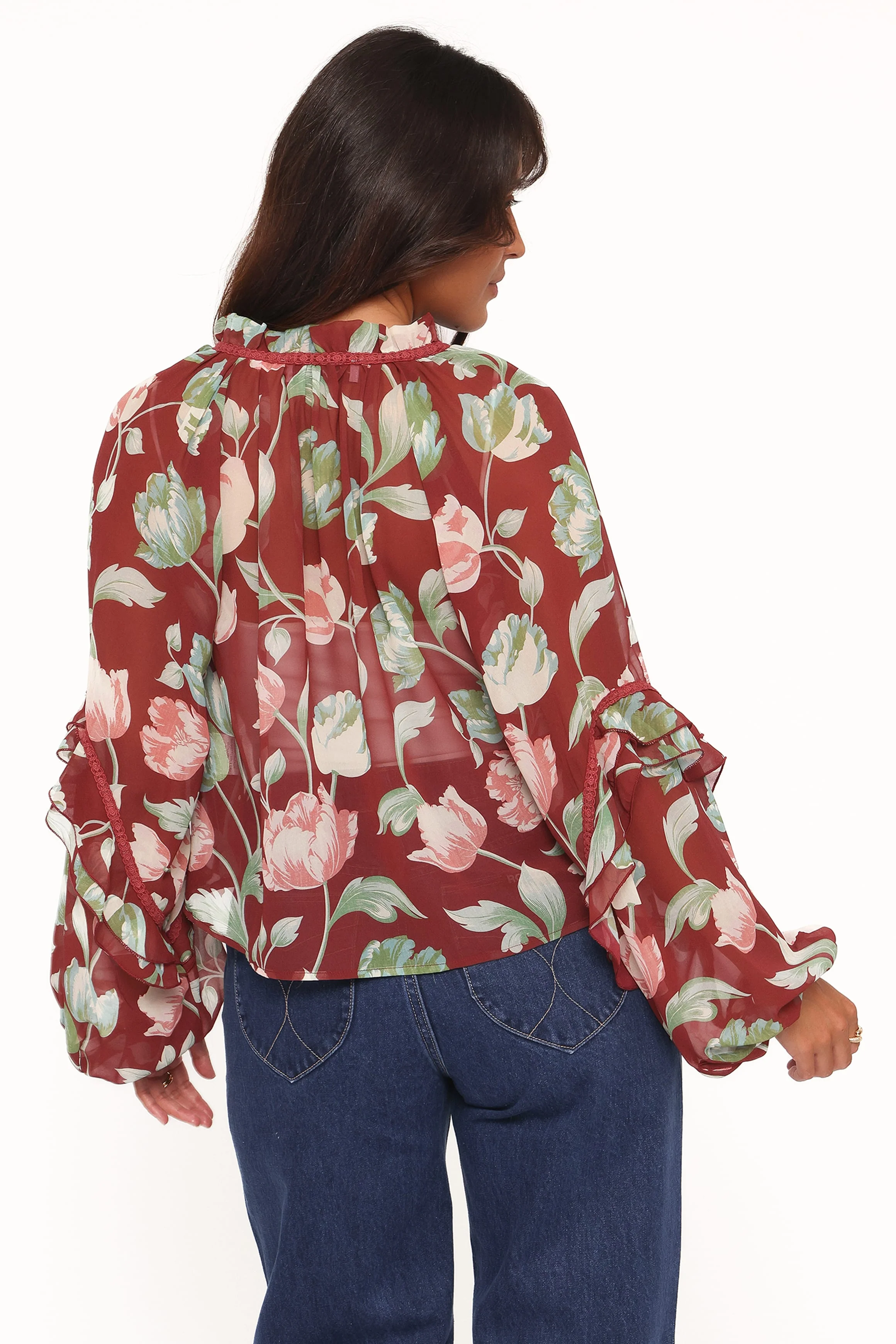 Hesper Ruffle Top - Red Tulip Floral - Image 5