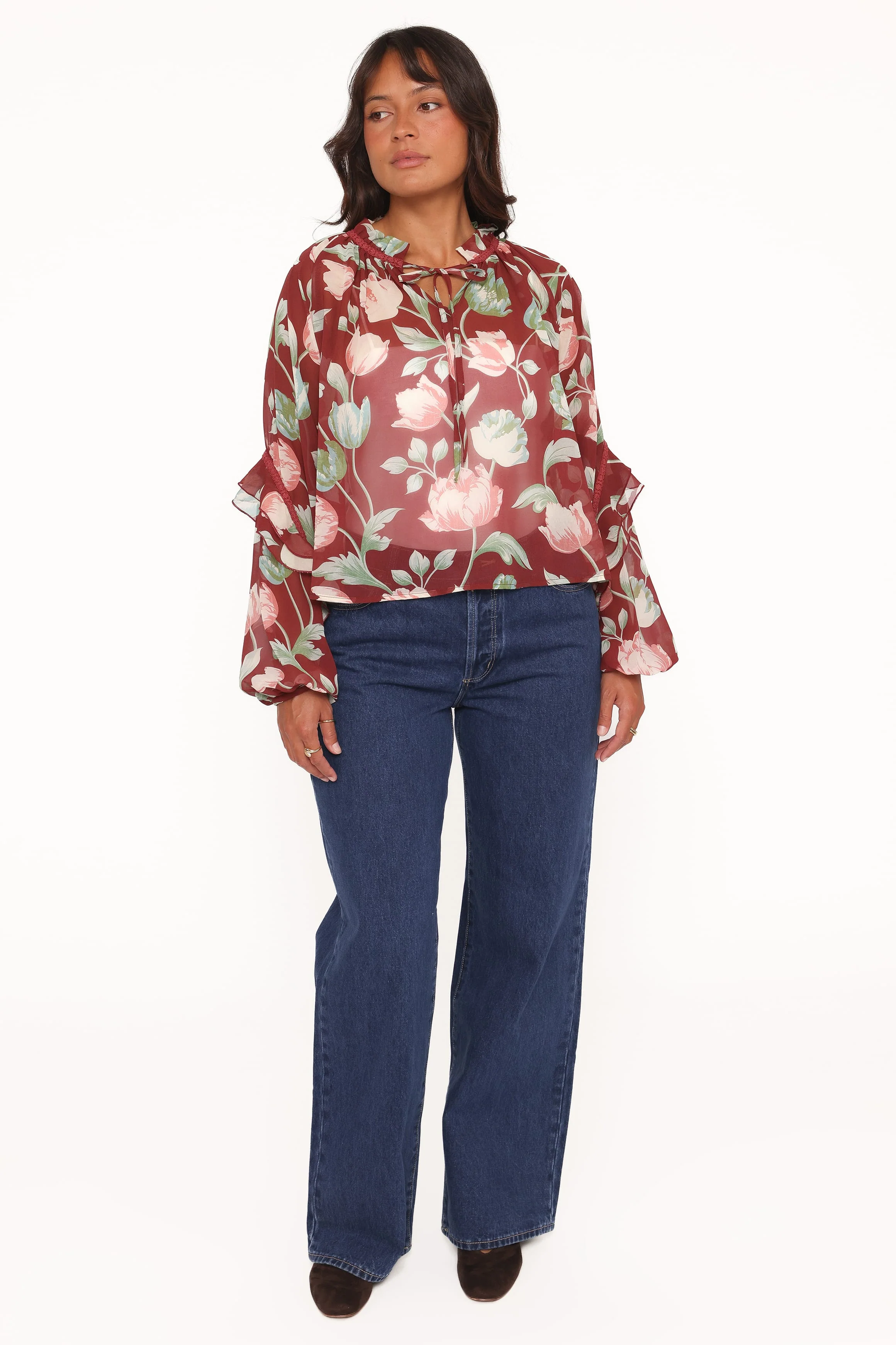 Hesper Ruffle Top - Red Tulip Floral - Image 6