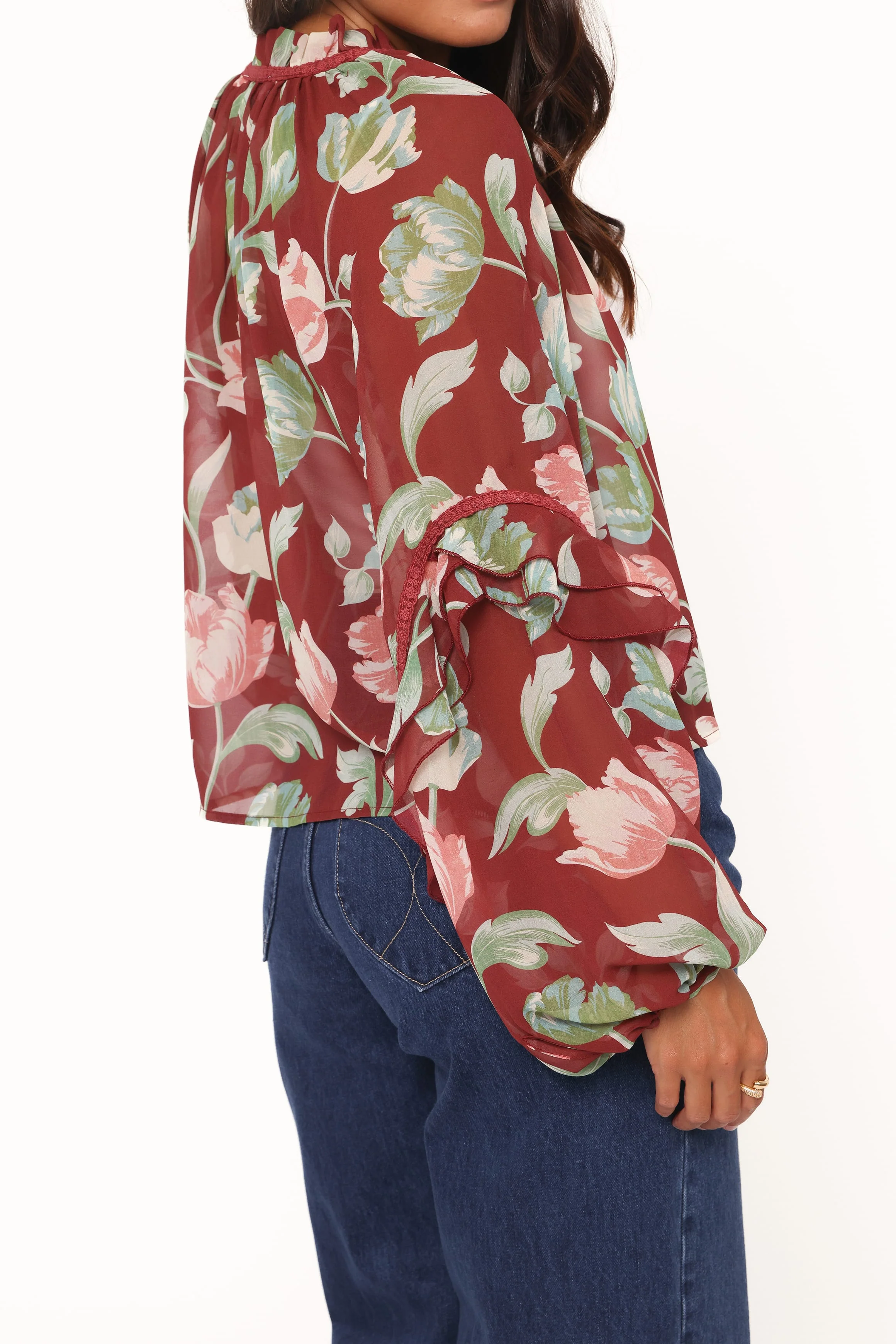 Hesper Ruffle Top - Red Tulip Floral - Image 7