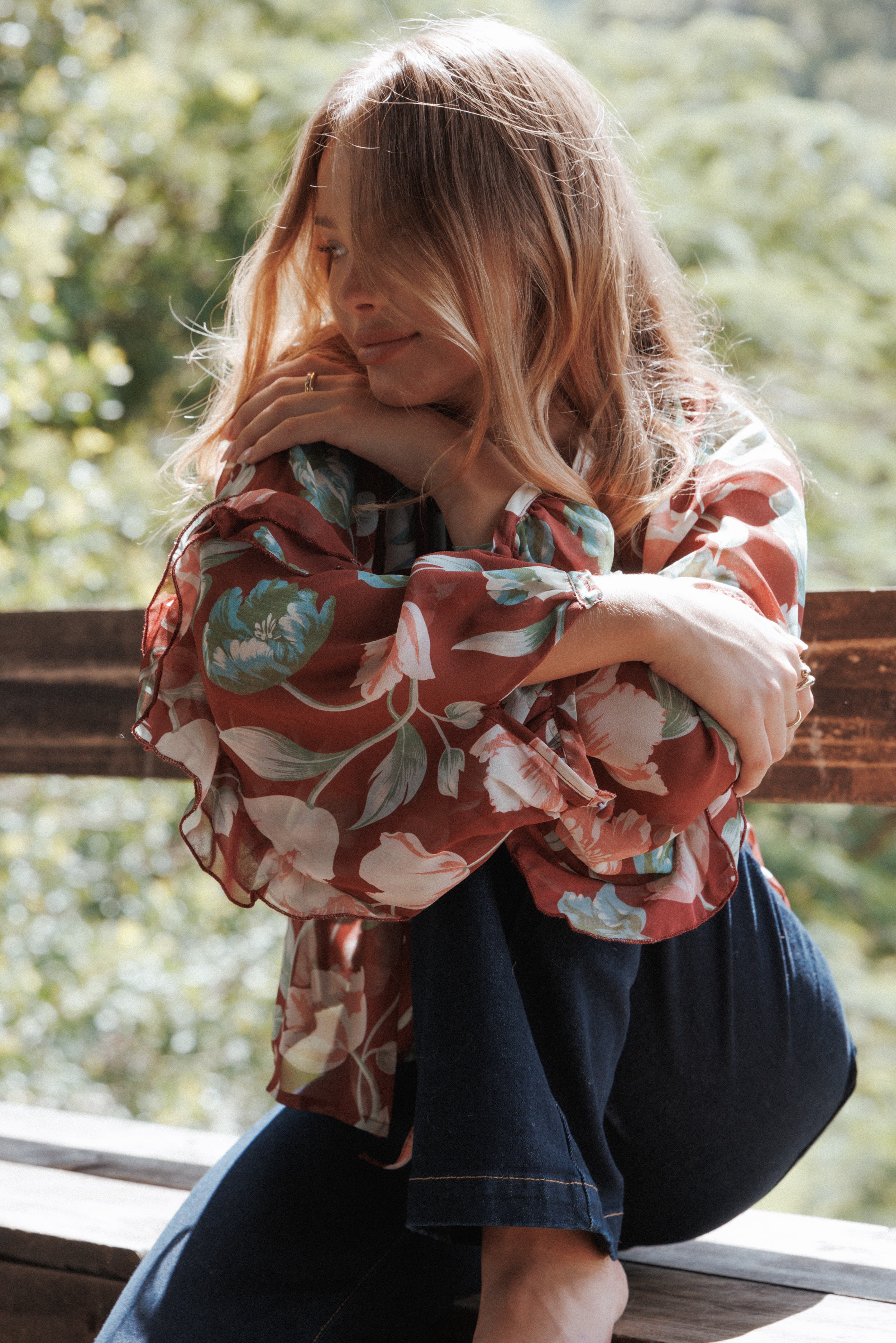 Hesper Ruffle Top - Red Tulip Floral - Image 9