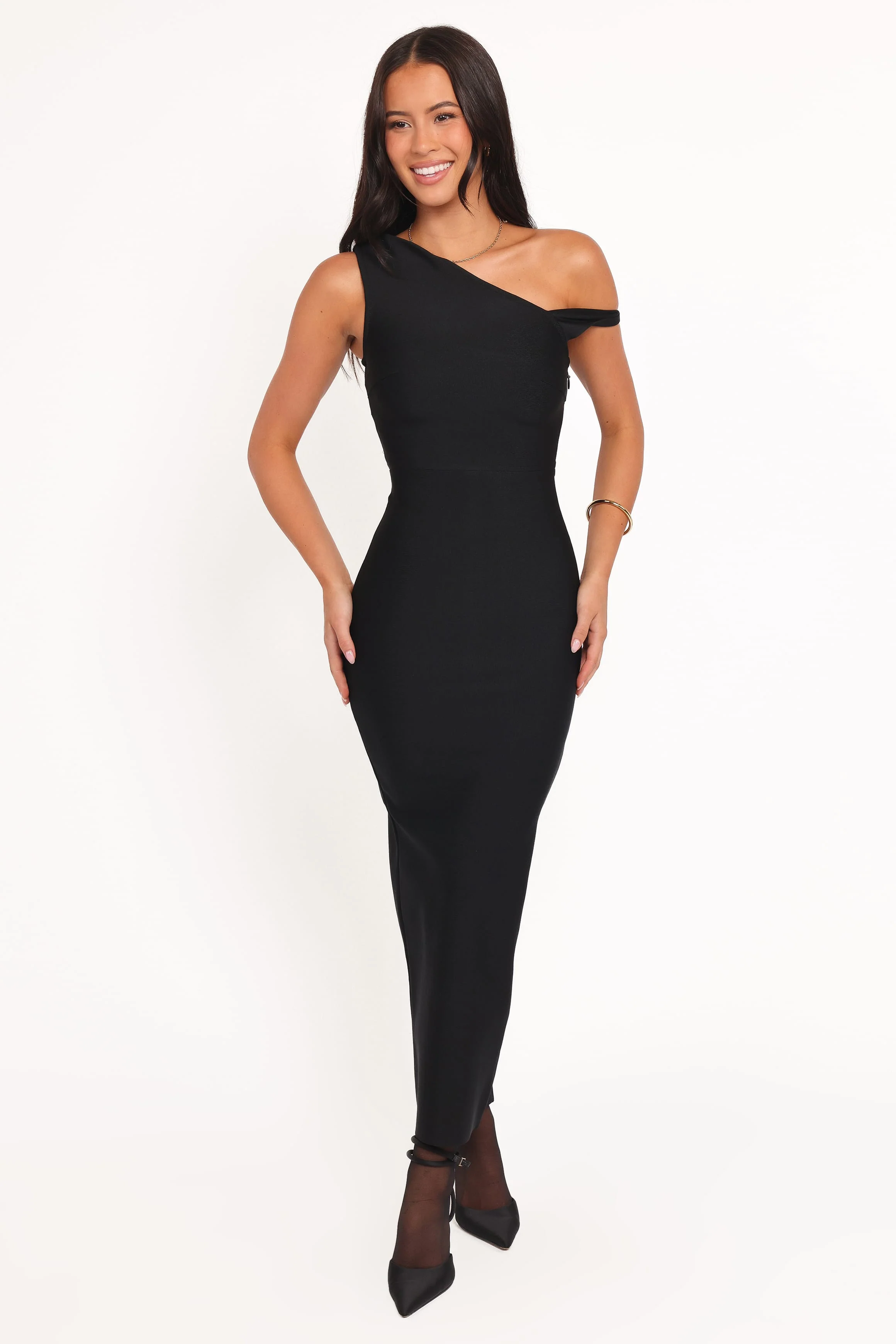 Hudson Off Shoulder Midi Dress - Black - Image 4