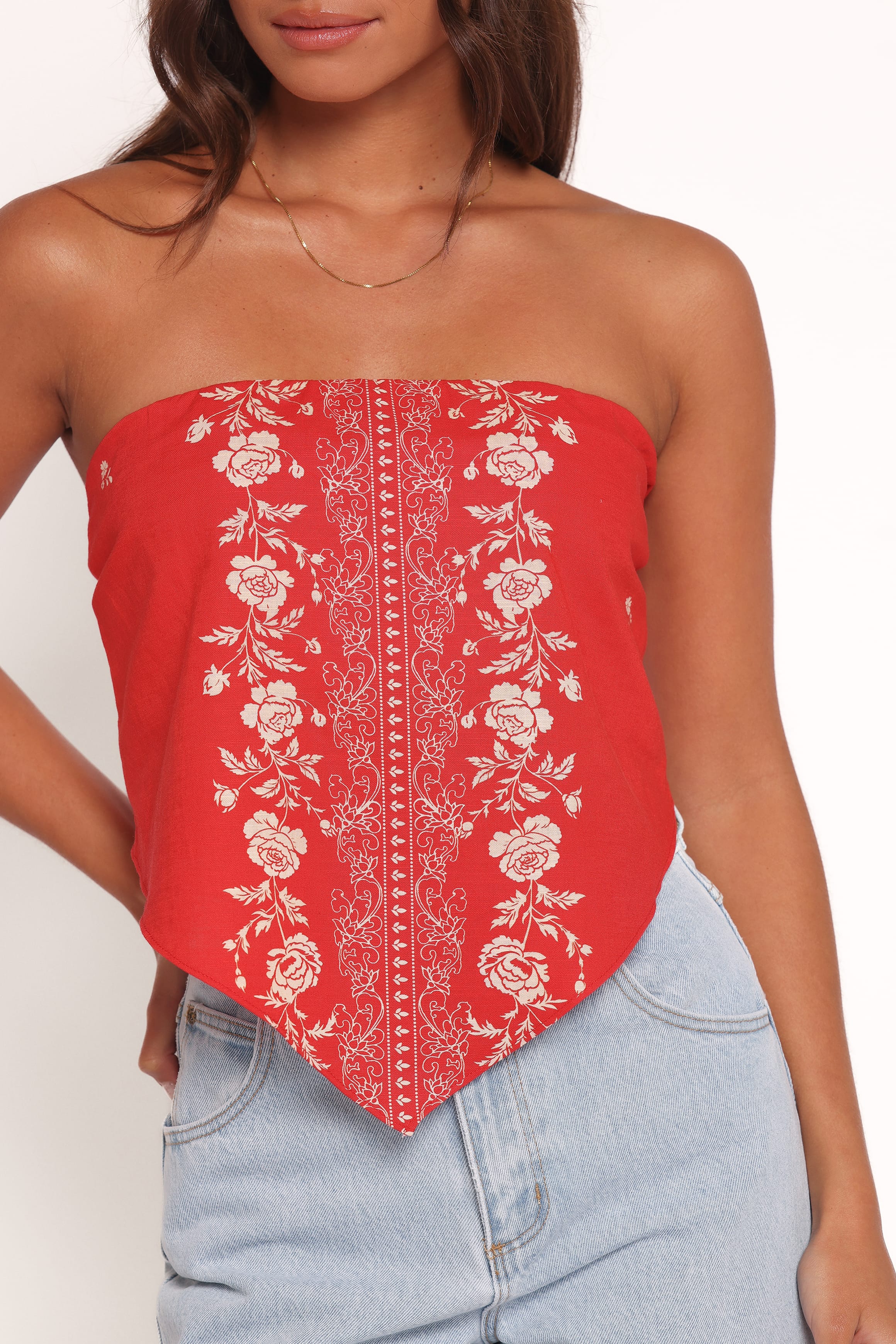 Ilara Strapless Top - Red Floral - Image 2