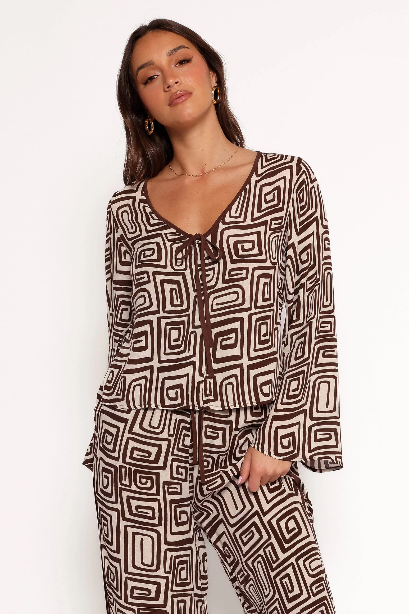 Imogen Top - Chocolate Brown Print - Image 4