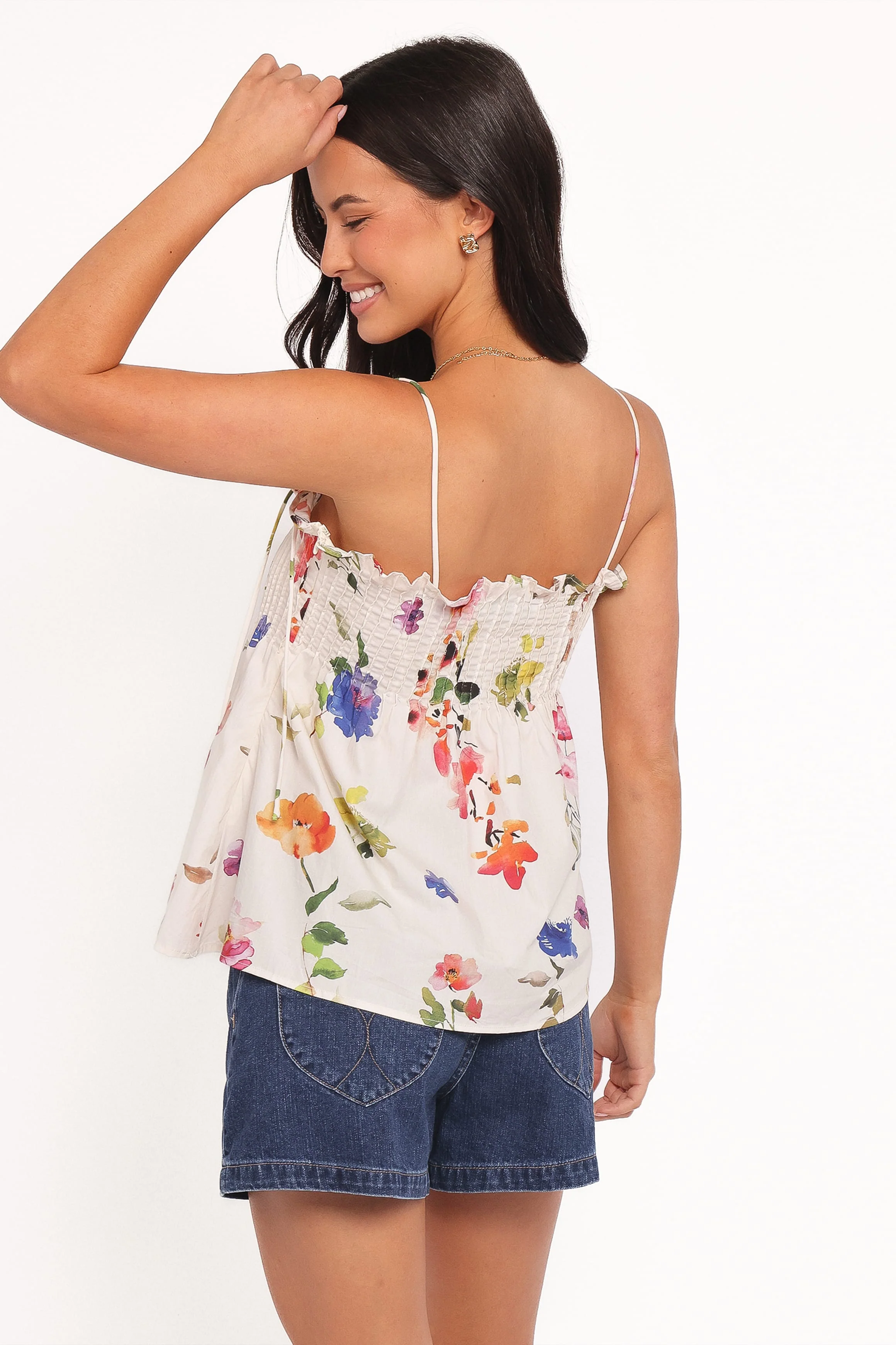 Indira Pleated Top With Shoulder Ties - Multi - Image 3