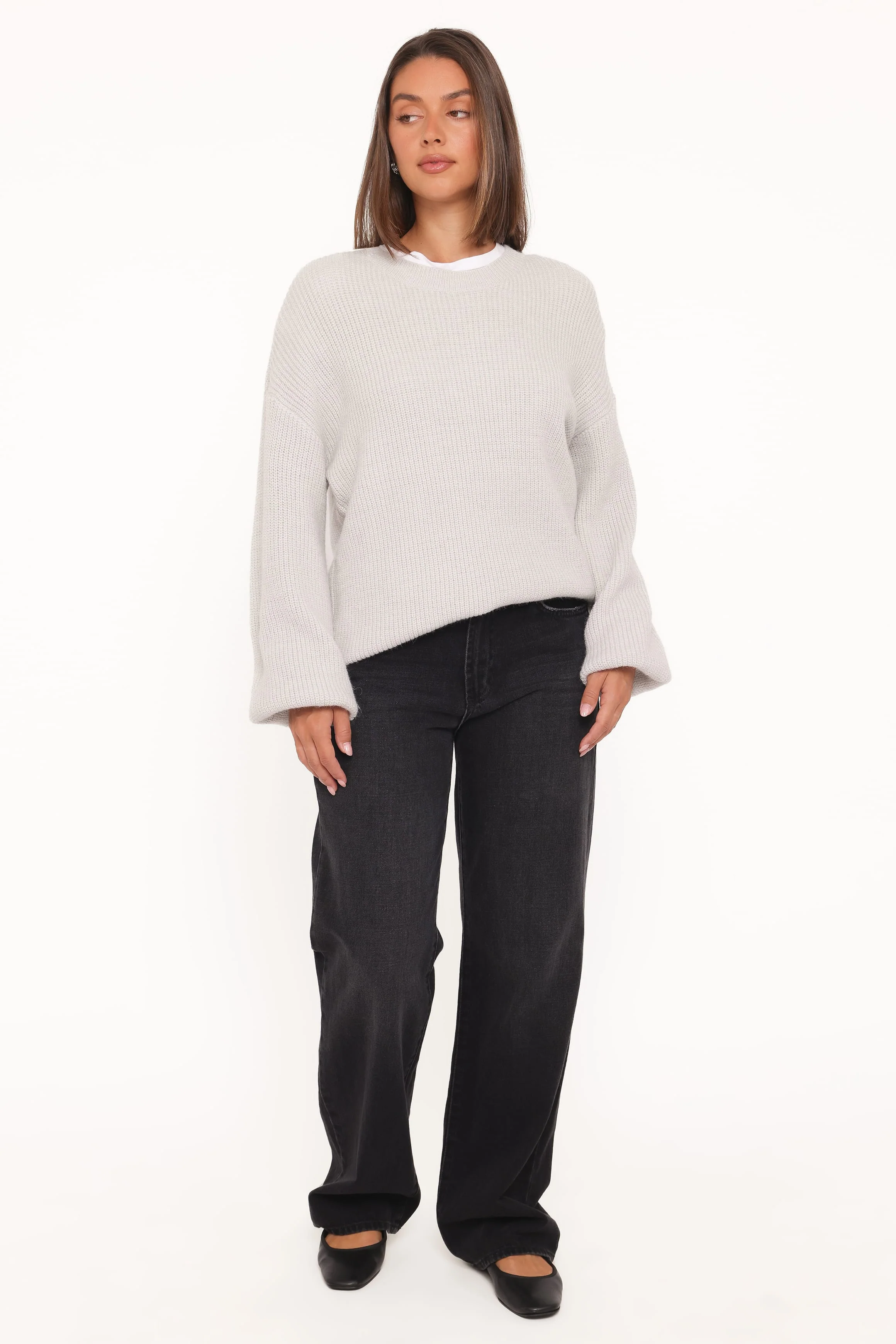 Indra Waffle Sweater - Light Grey - Image 5