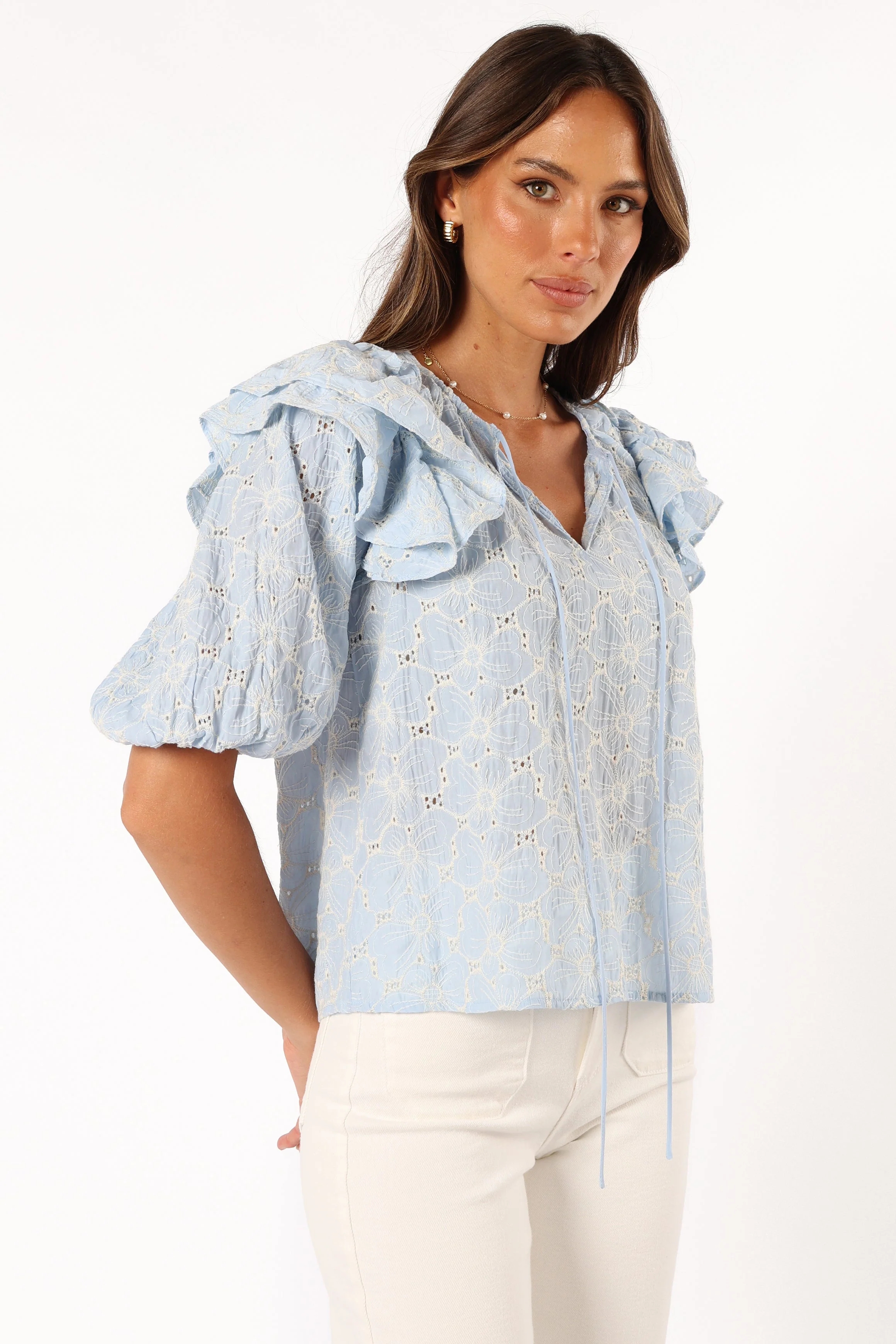 Iris Ruffled Top - Blue - Image 5