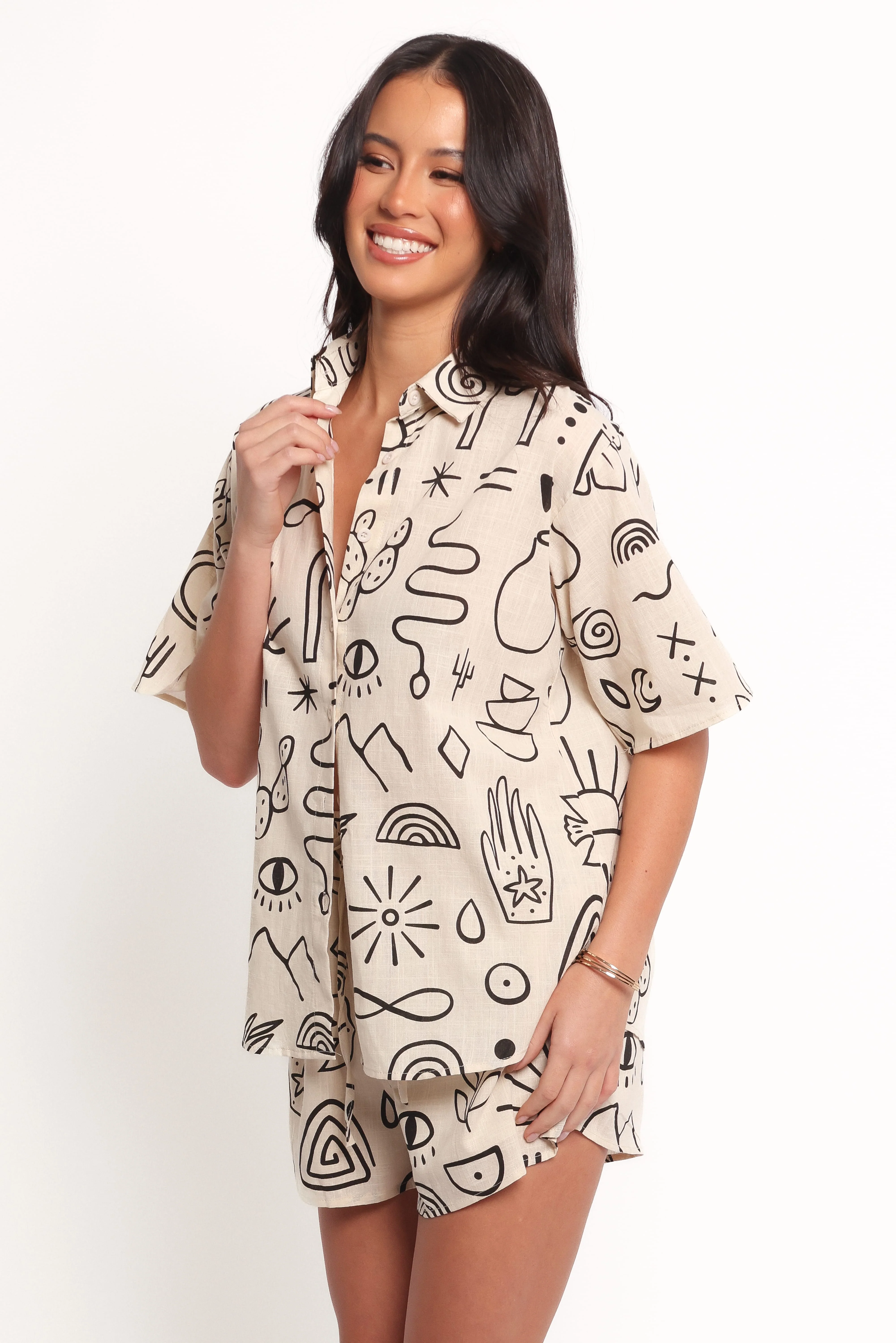 Isabella Short Set - Beige Black - Image 3