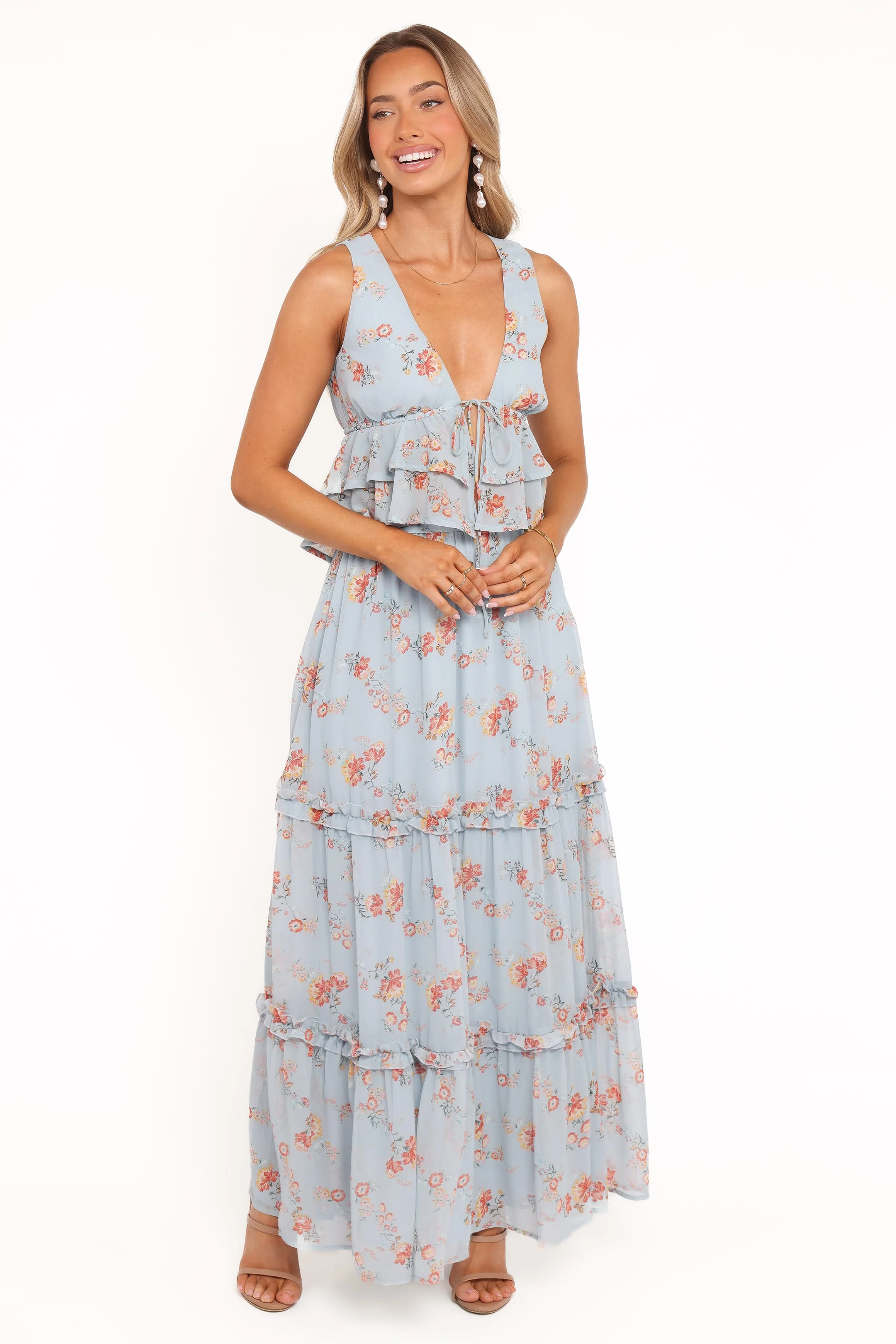 Isla Tiered Skirt Set - Blue Floral - Image 7