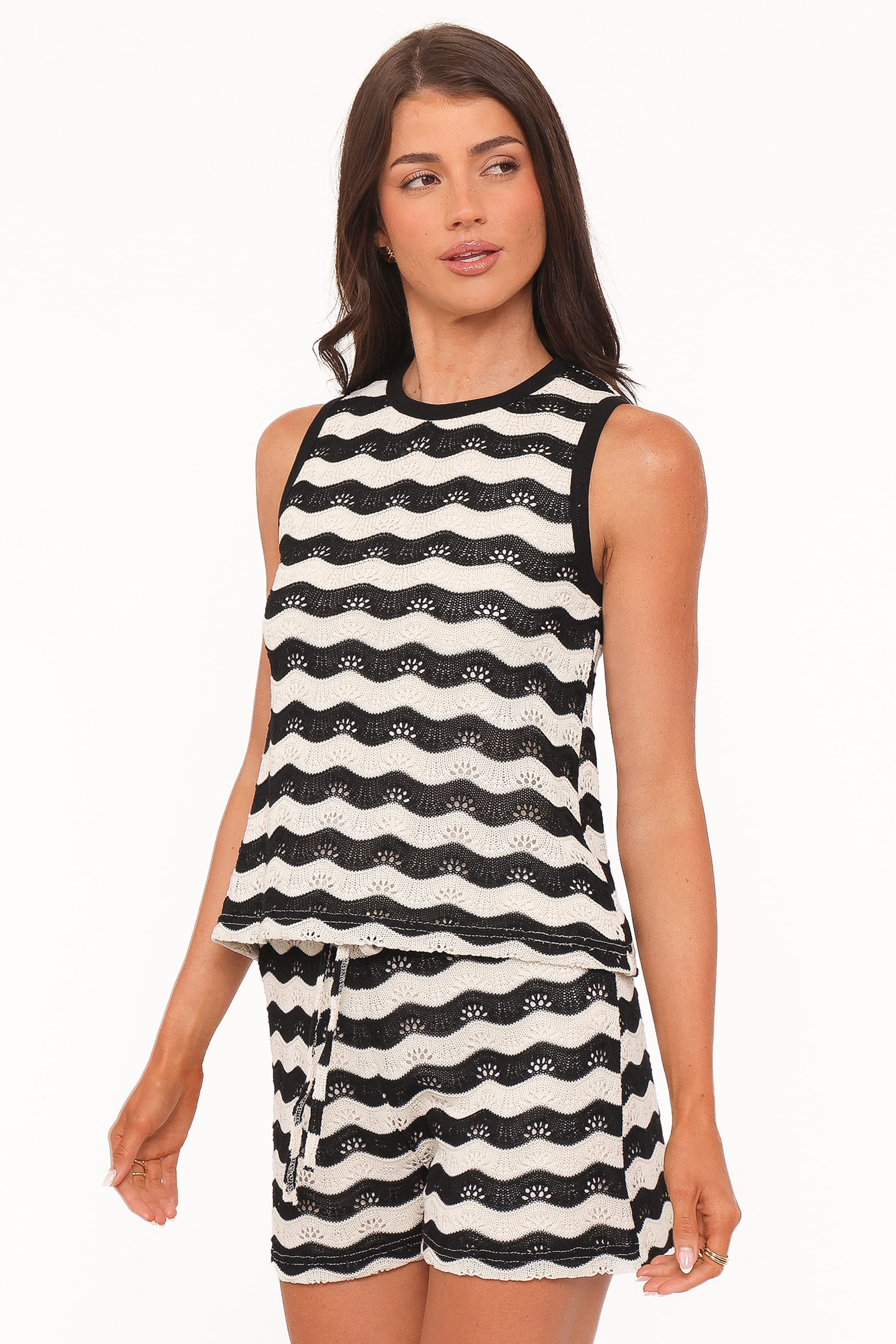 Iveta Knit Short Set - Black/Cream Stripe - Image 4